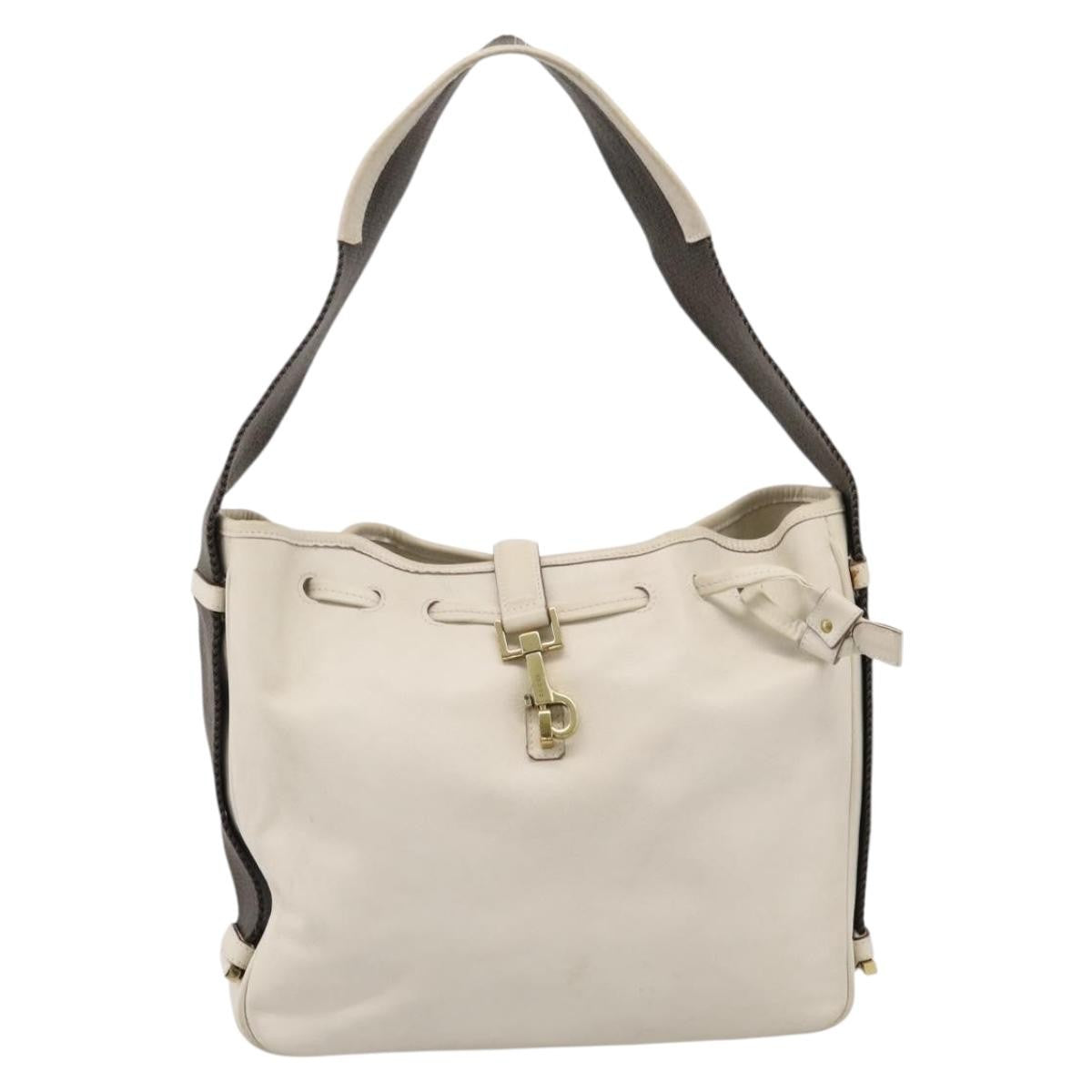 Gucci Shoulder Leather Beige Leather Shoulder Bag Bag (Pre-Owned)