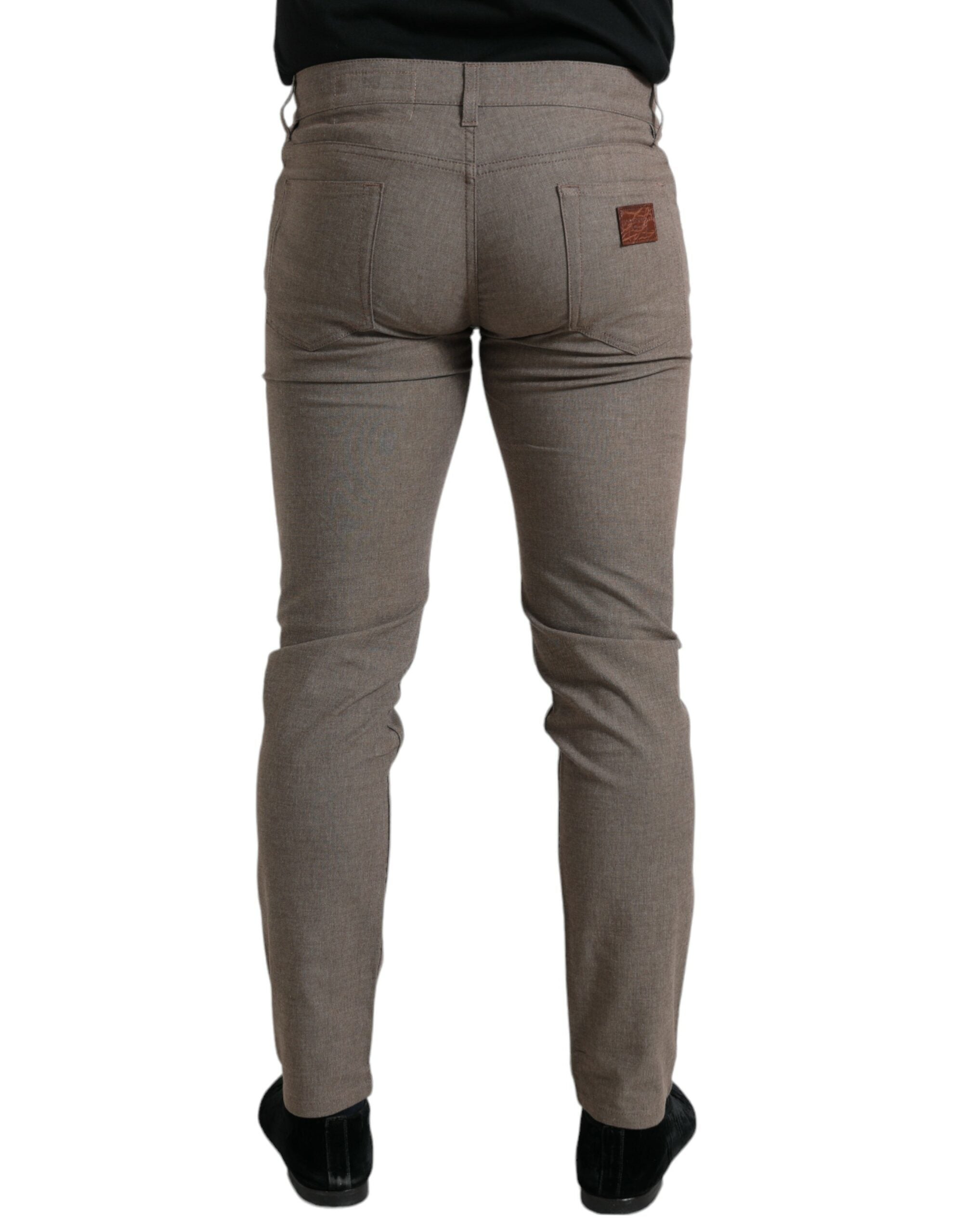 Dolce & Gabbana Brown Cotton Stretch Skinny Men Men's Pants