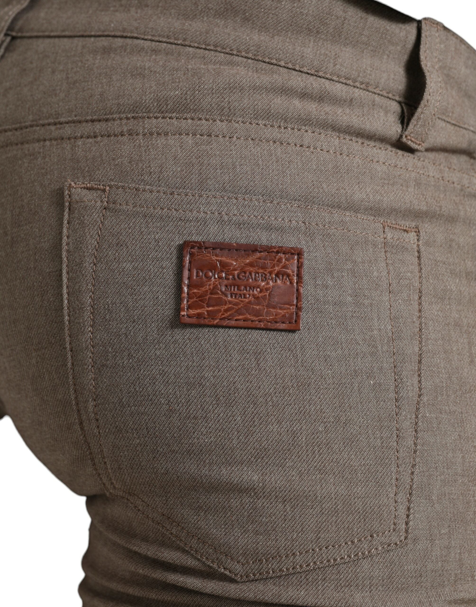 Dolce & Gabbana Brown Cotton Stretch Skinny Men Men's Pants