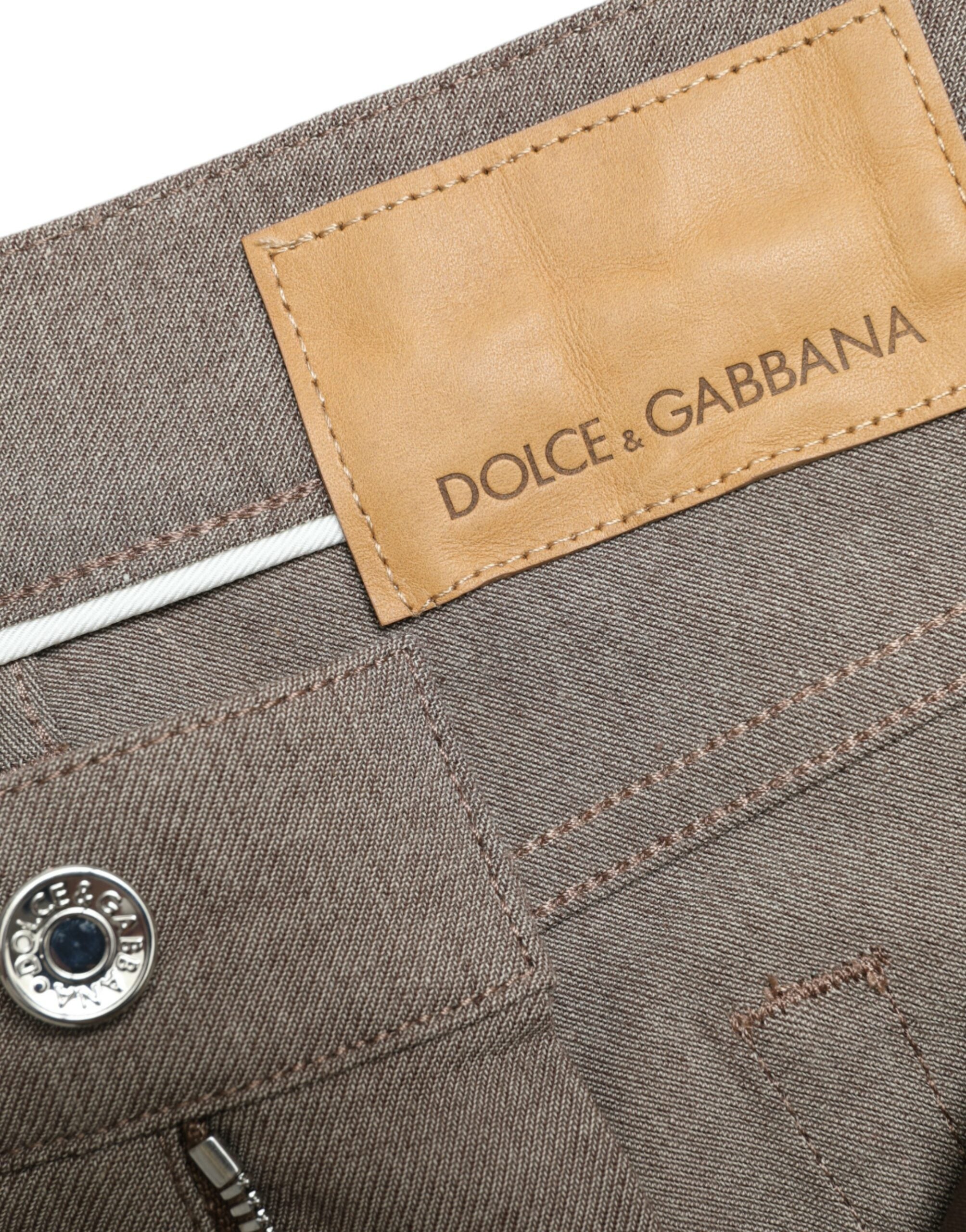 Dolce & Gabbana Brown Cotton Stretch Skinny Men Men's Pants