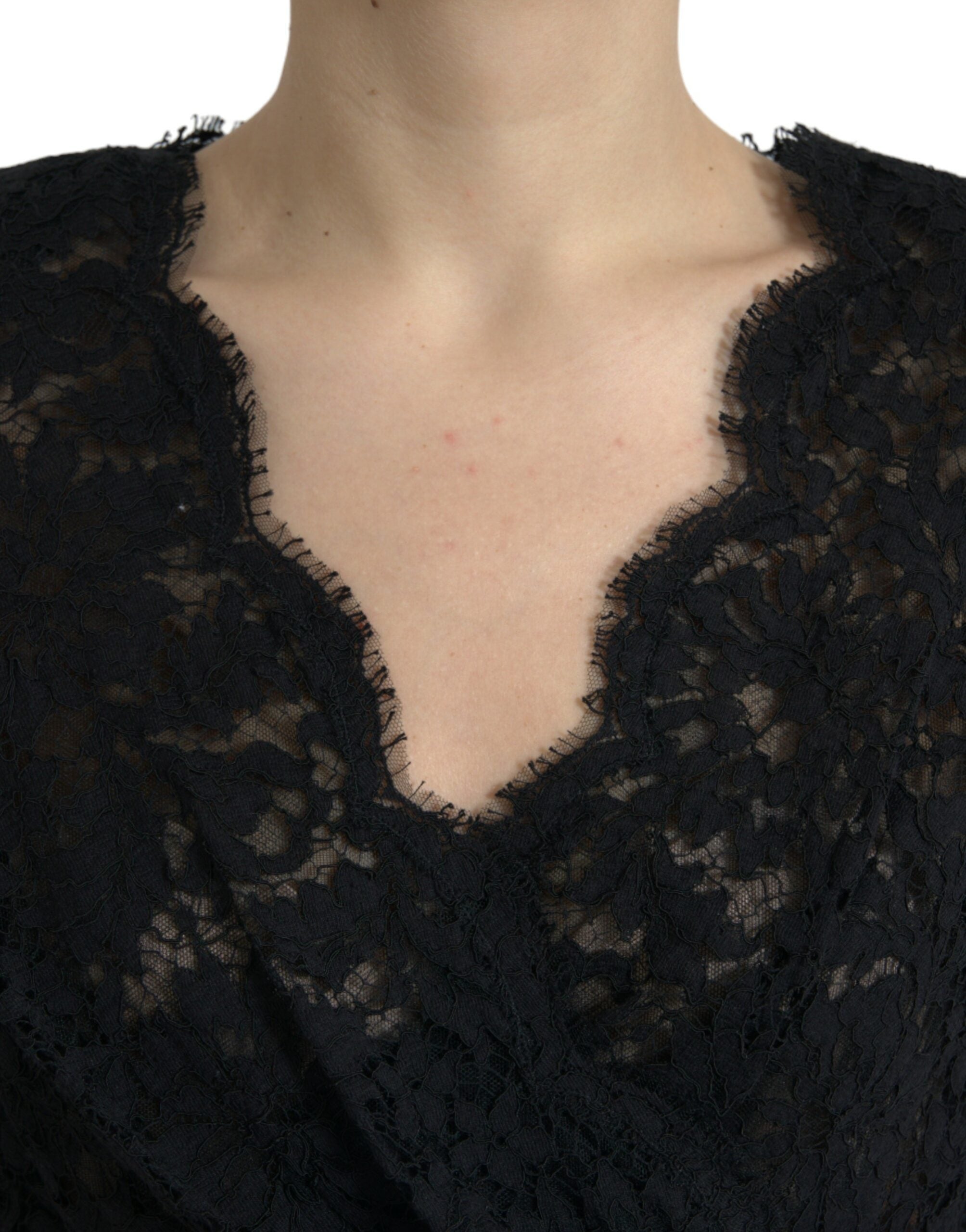 Dolce & Gabbana Black Bodycon Lace Cotton Sheath Mini Women's Dress