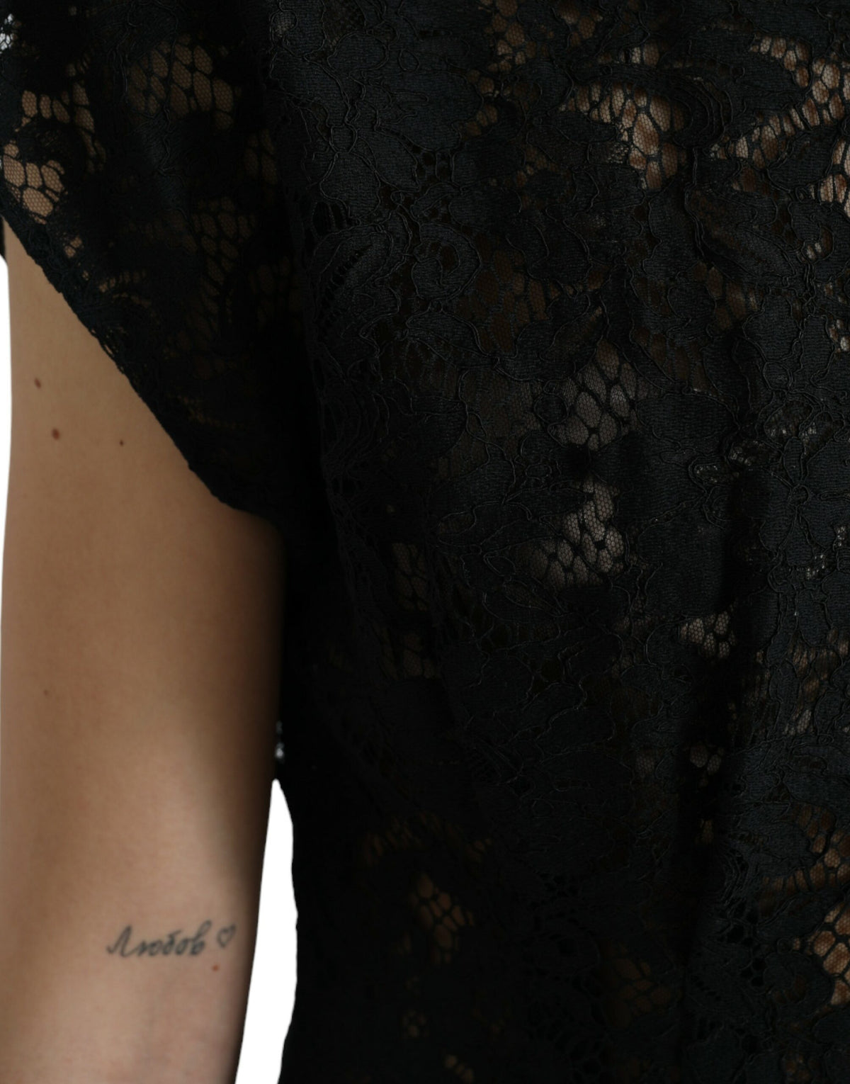Dolce & Gabbana Black Floral Lace Cotton A-line Mini Women's Dress