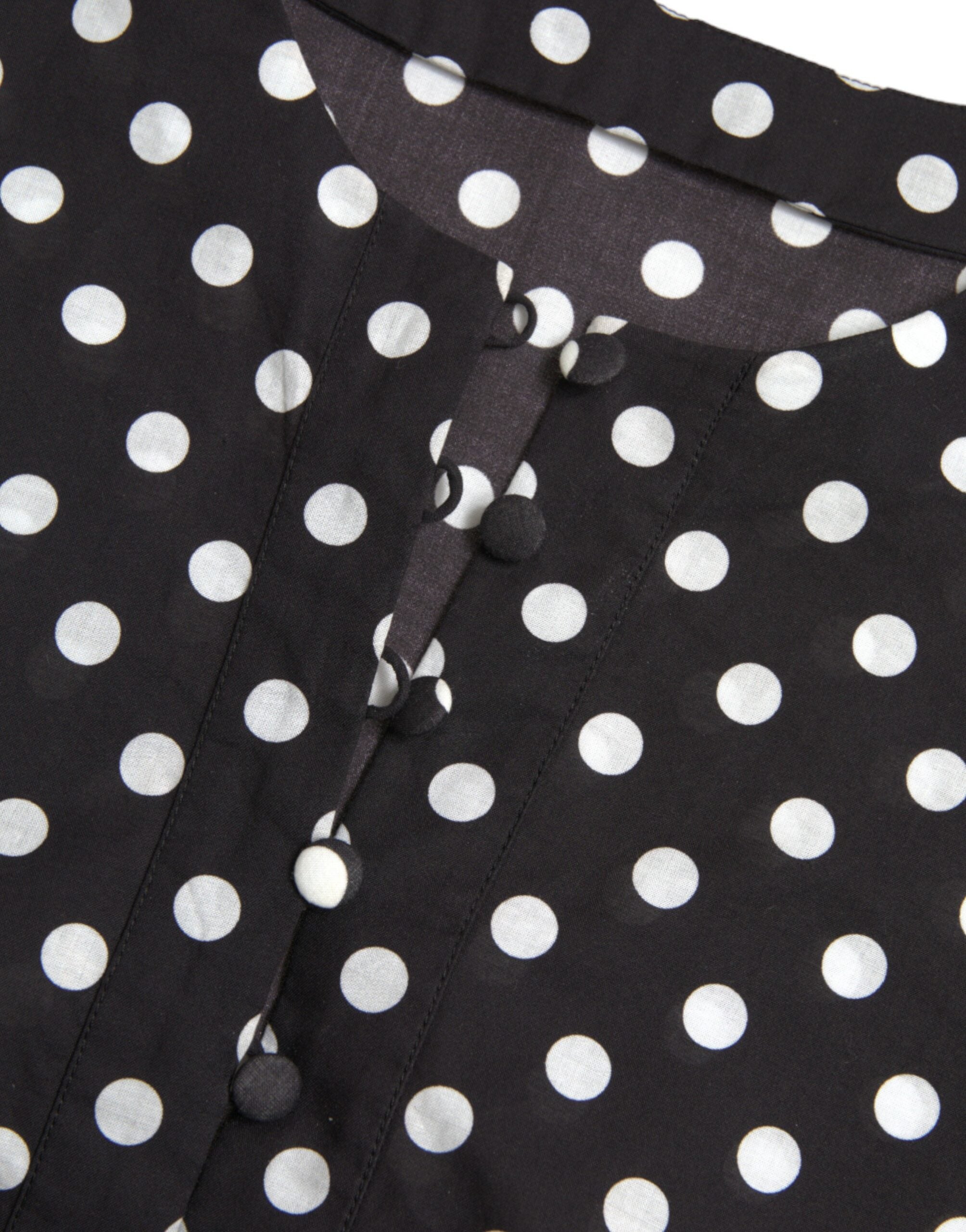 Dolce & Gabbana Black White Polka Dot Nylon Shift Mini Women's Dress