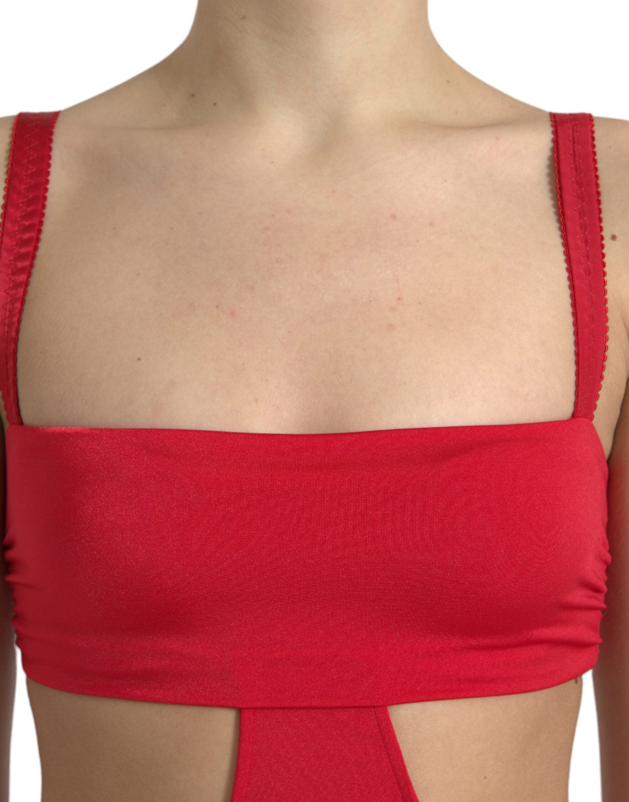 Dolce & Gabbana Red Cutout Nylon Sheath Sleeveless Mini Women's Dress