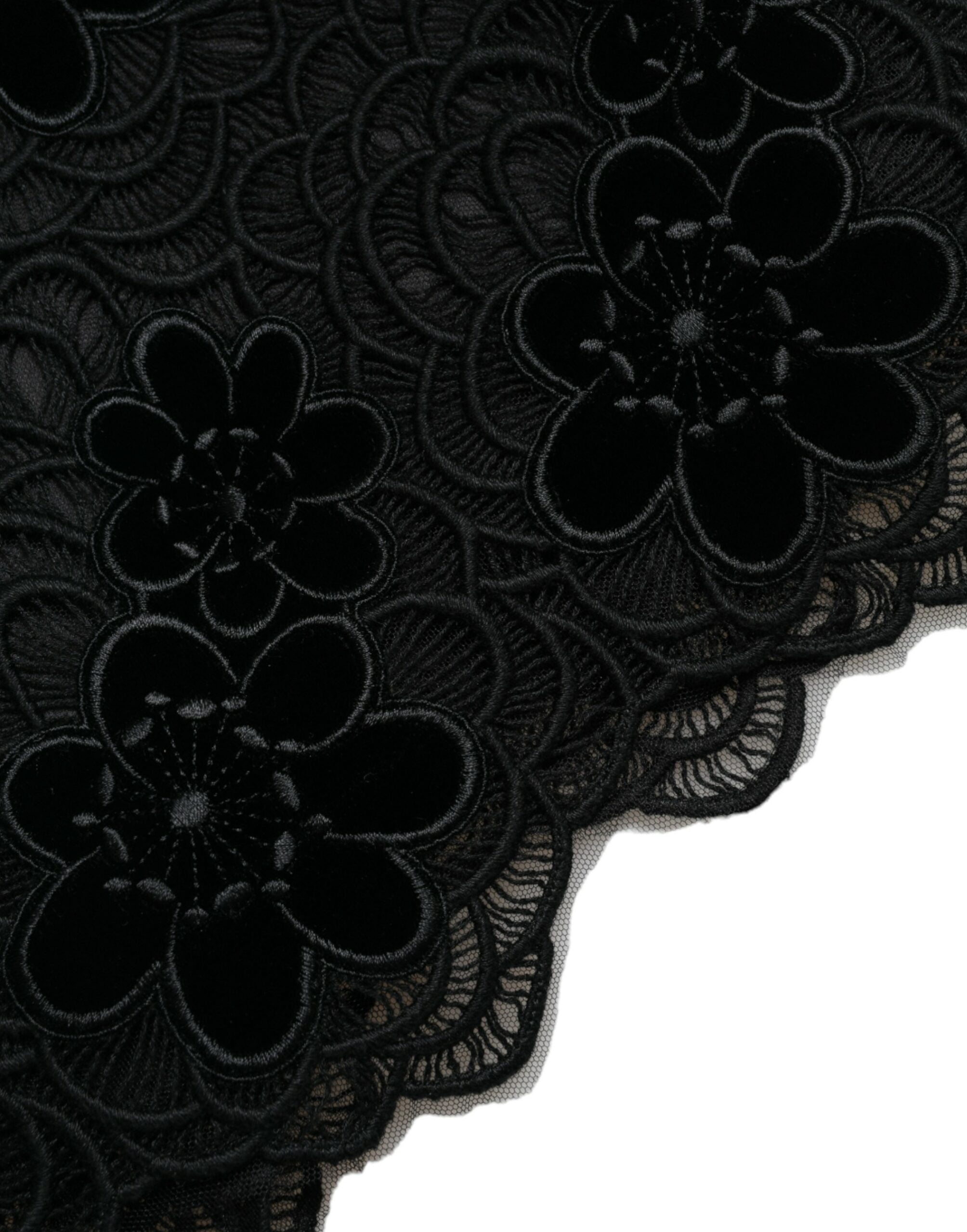 Dolce & Gabbana Black Floral Lace Cotton Bodycon Women's Dress