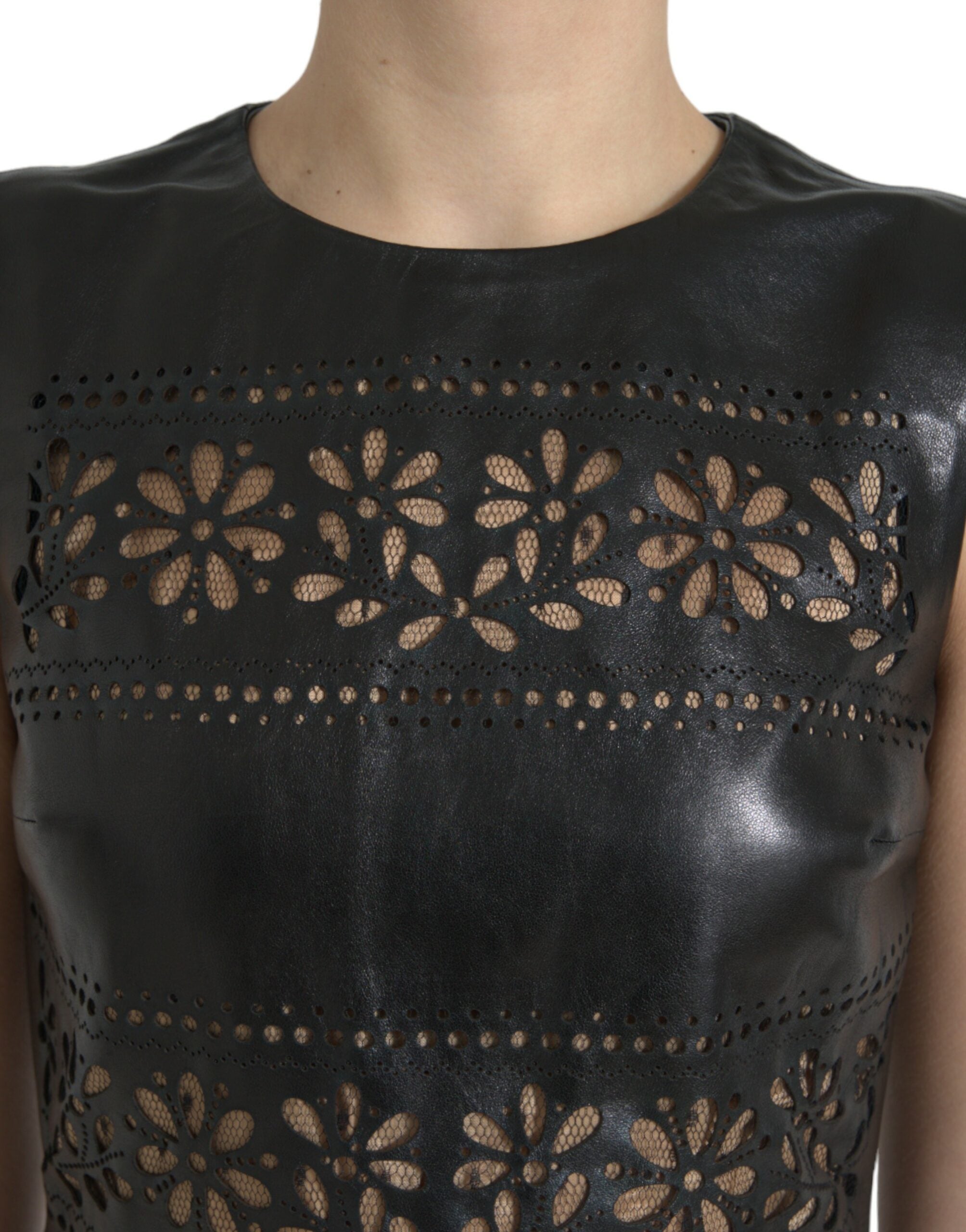 Shiny Black Nylon Cut Out A-line Mini Women's Dress