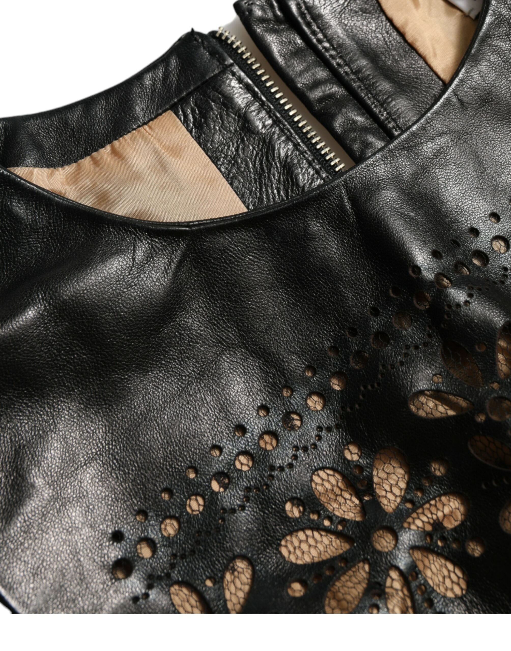 Shiny Black Nylon Cut Out A-line Mini Women's Dress