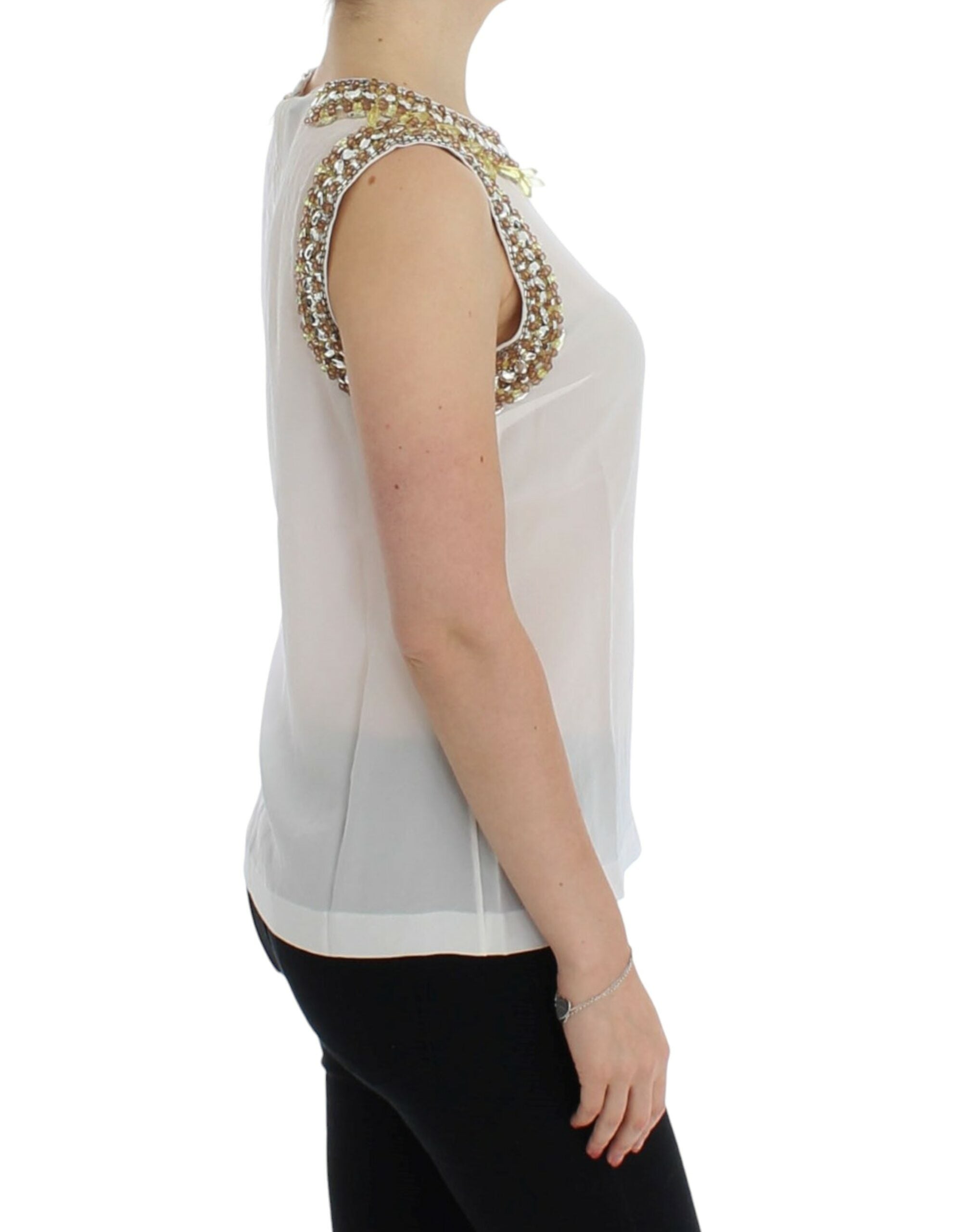 Dolce & Gabbana White crystal embellished tank Women's top
