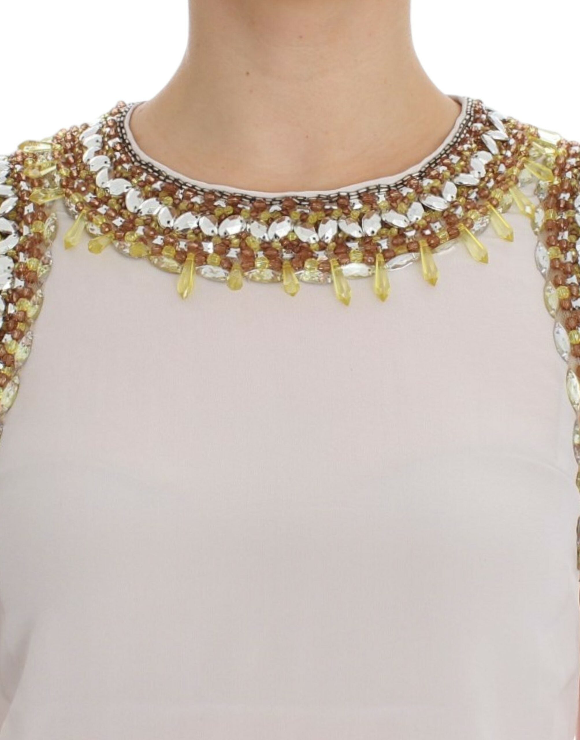 Dolce & Gabbana White crystal embellished tank Women's top