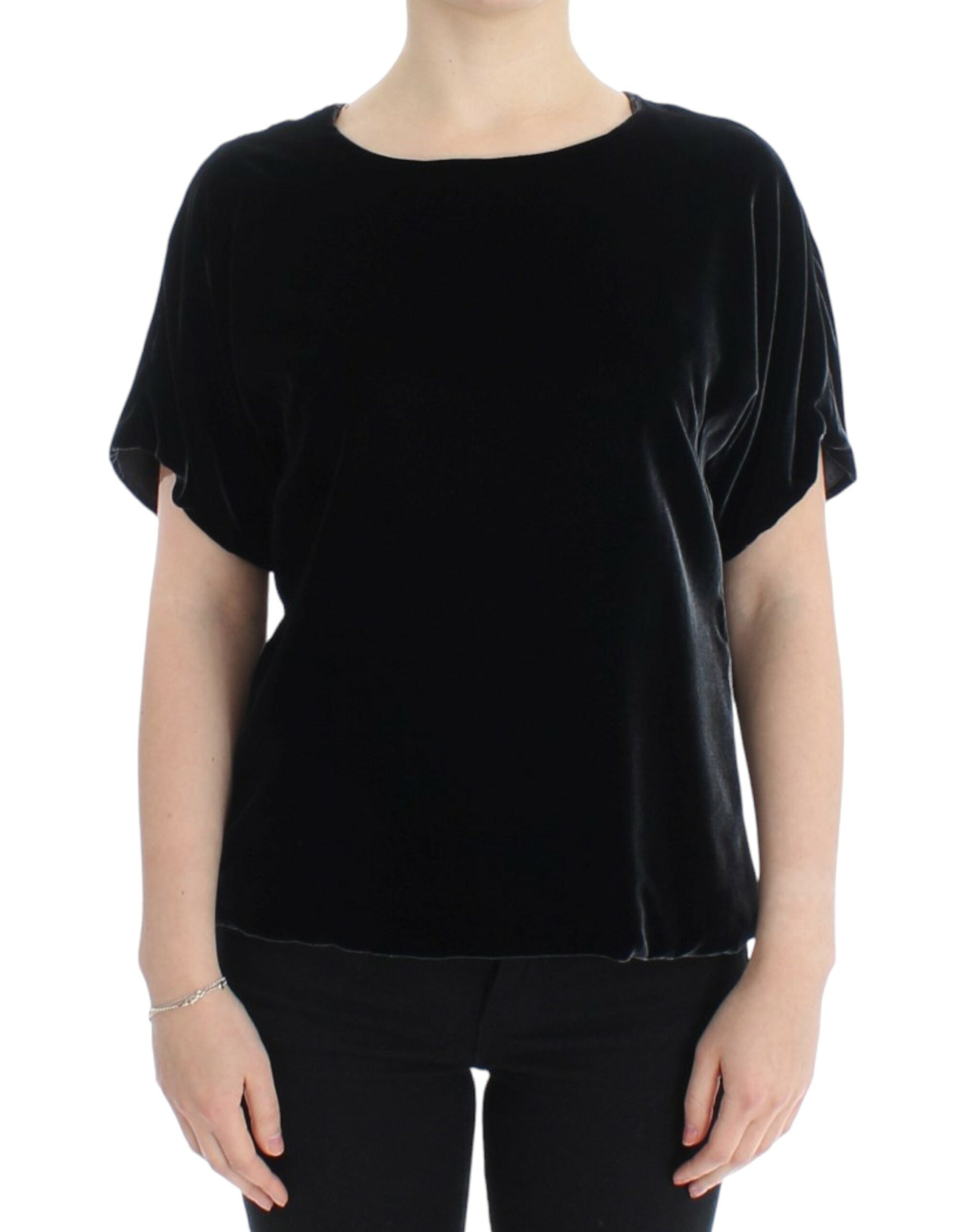 Dolce & Gabbana Black velvet shortsleeved Women's blouse