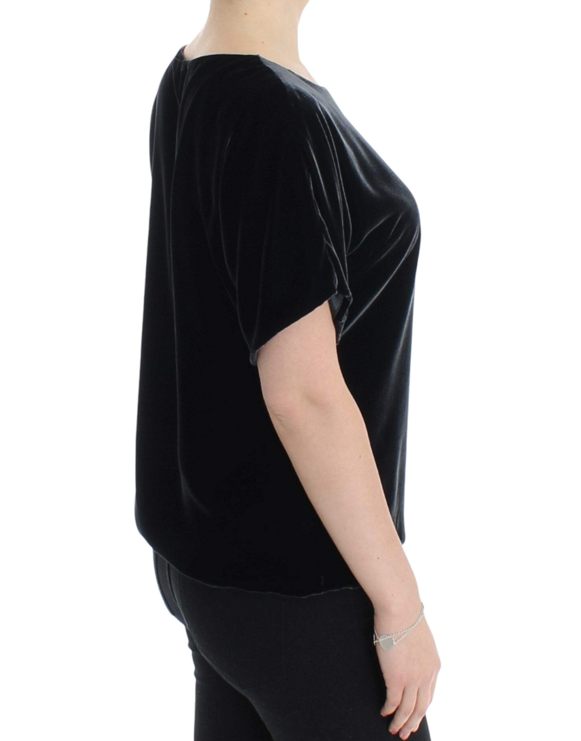 Dolce & Gabbana Black velvet shortsleeved Women's blouse