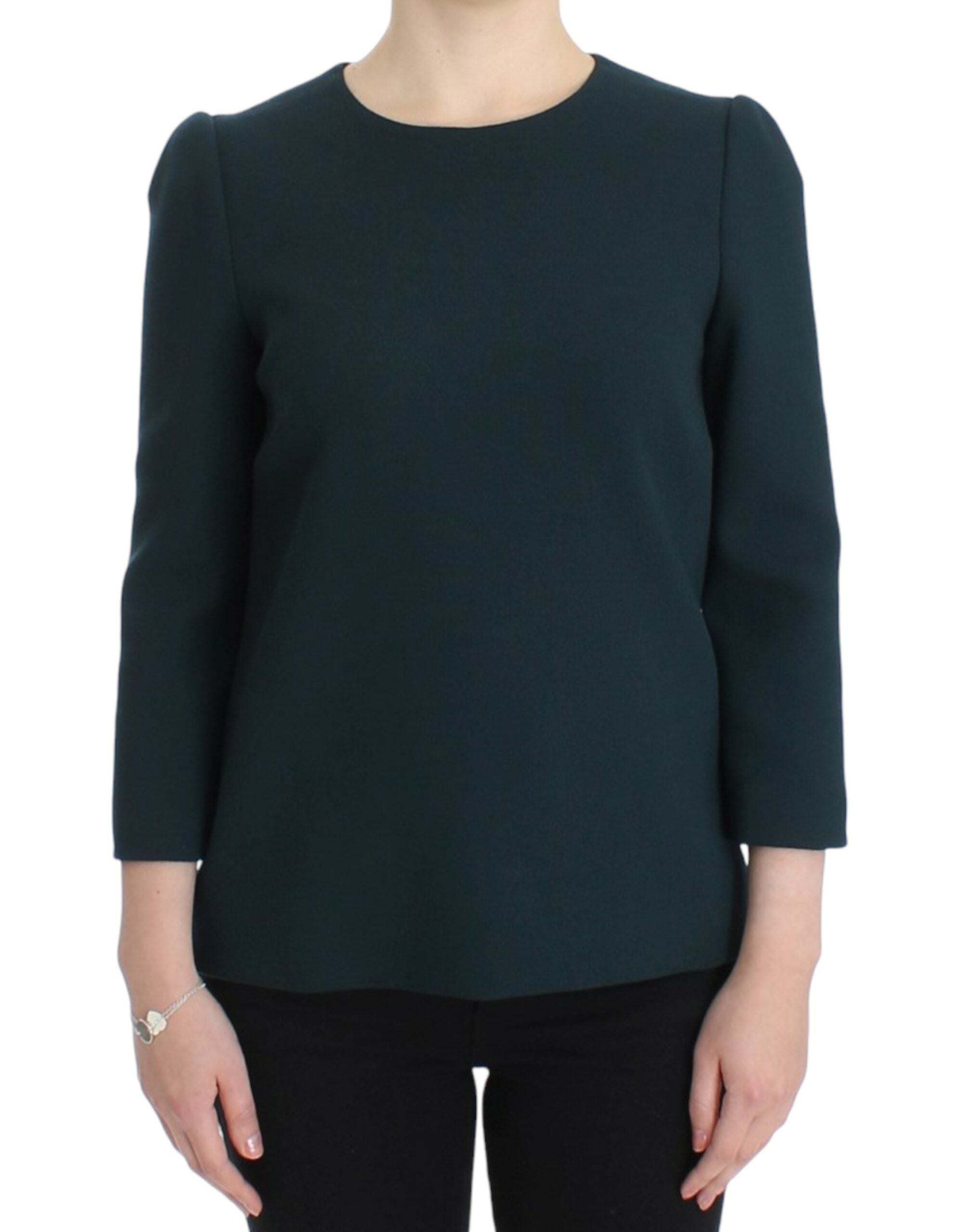Dolce & Gabbana Enchanted Sicily Green Wool Silk Blend Women's Blouse