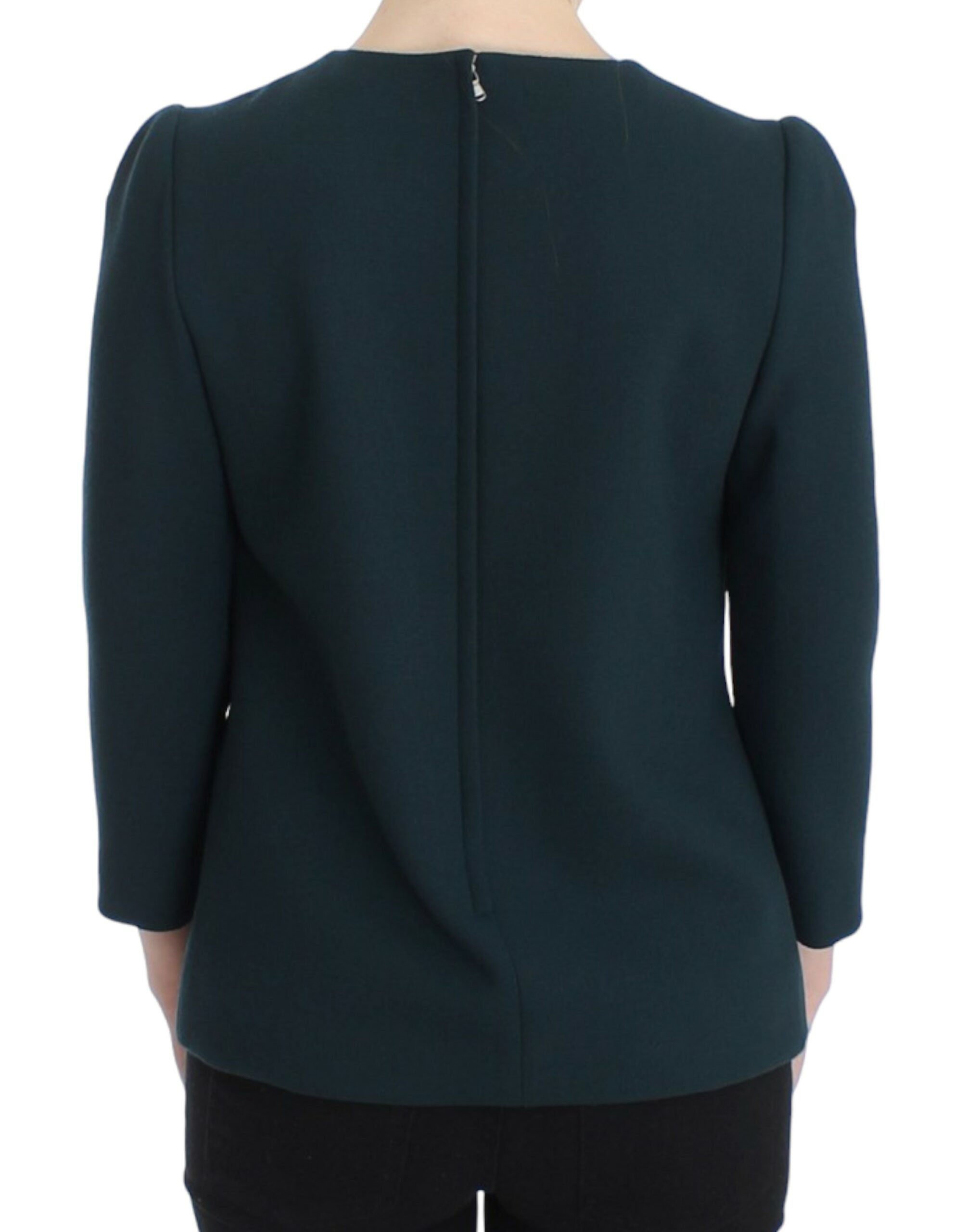 Dolce & Gabbana Enchanted Sicily Green Wool Silk Blend Women's Blouse