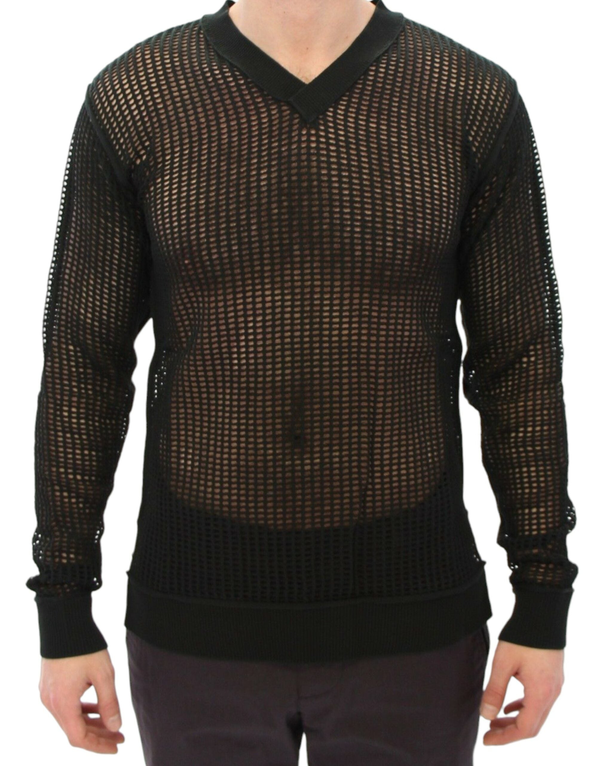 Dolce & Gabbana Dark Green Runway Netz Pullover Netted Men's Sweater