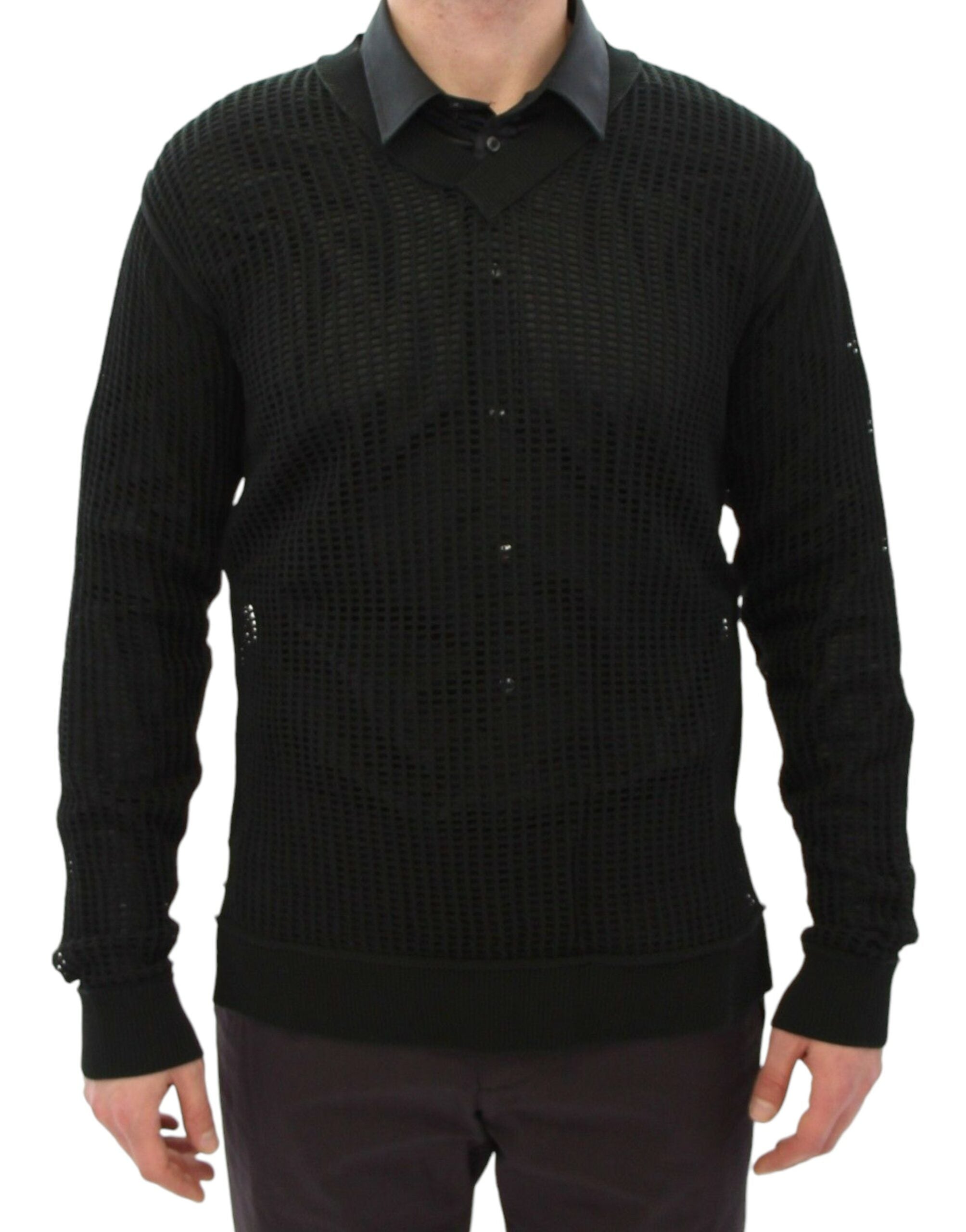 Dolce & Gabbana Dark Green Runway Netz Pullover Netted Men's Sweater