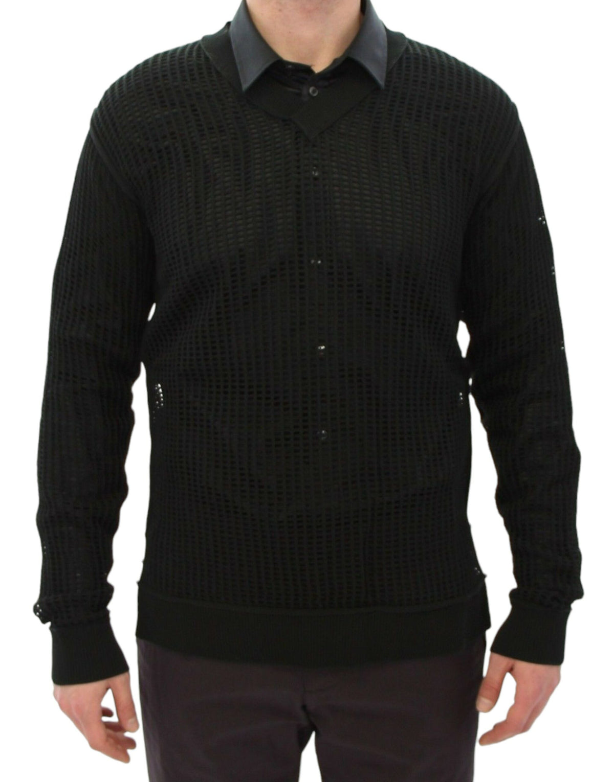 Dolce & Gabbana Dark Green Runway Netz Pullover Netted Men's Sweater