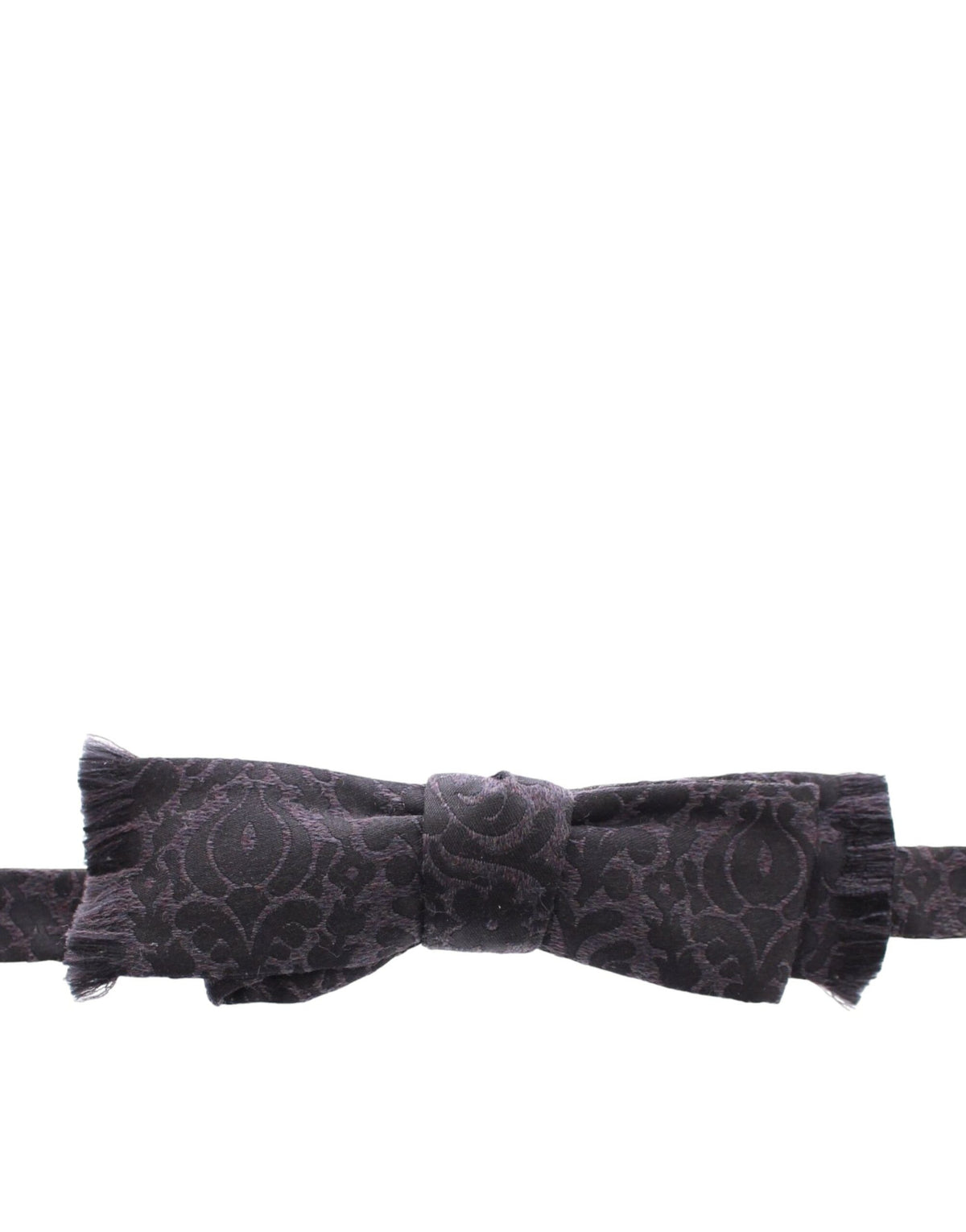 Dolce & Gabbana Dark Gray Wool Silk Brand Baroque Paisley Bow Tie Men's Men