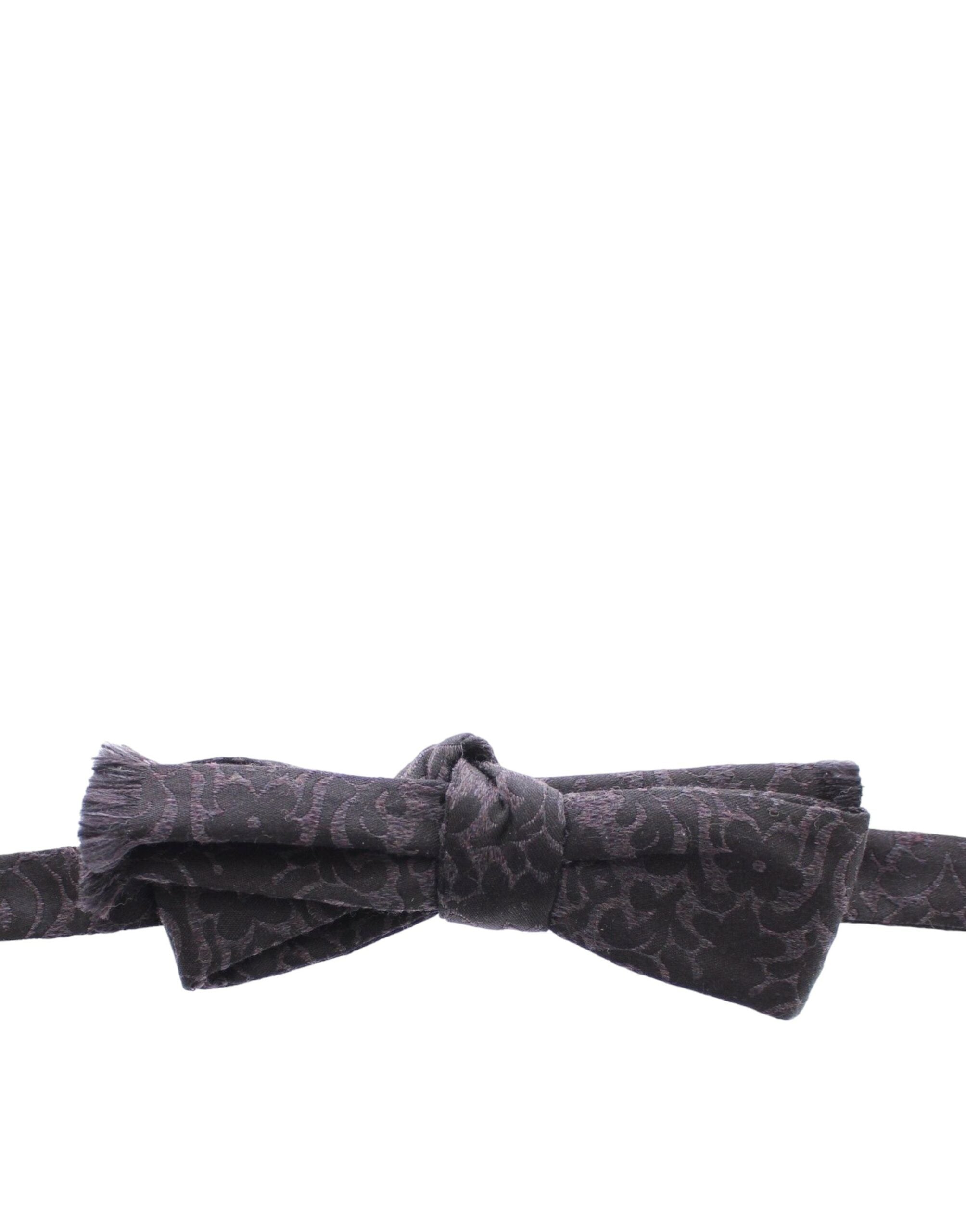 Dolce & Gabbana Dark Gray Wool Silk Brand Baroque Paisley Bow Tie Men's Men