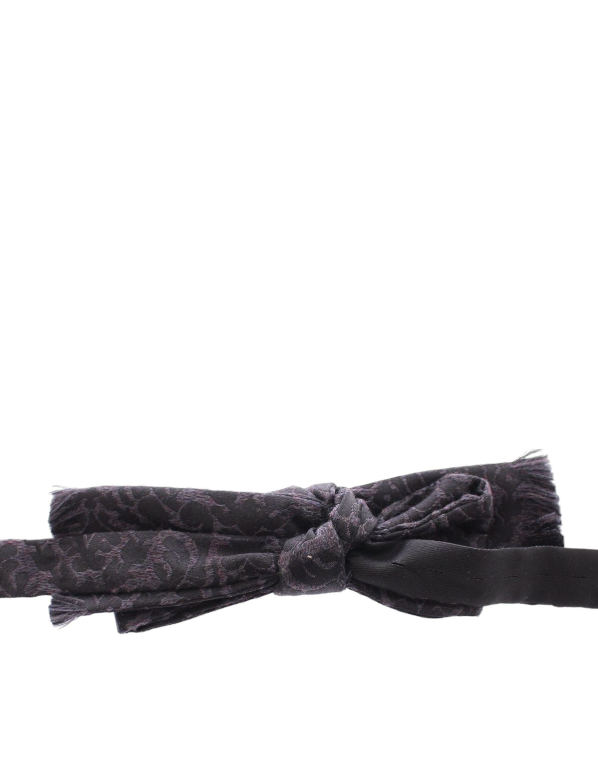Dolce & Gabbana Dark Gray Wool Silk Brand Baroque Paisley Bow Tie Men's Men