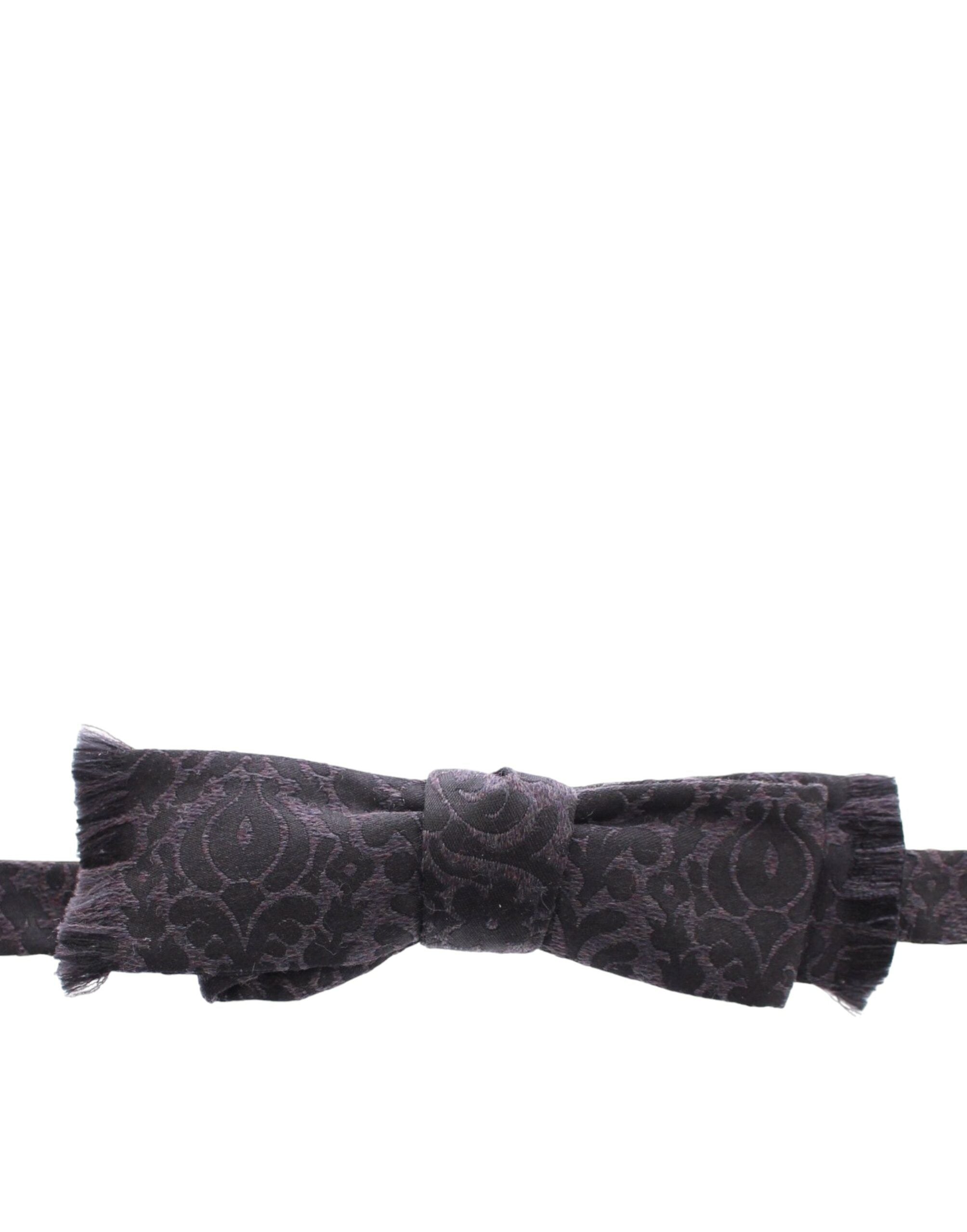 Dolce & Gabbana Gray Black Wool Silk Bow Men's Tie