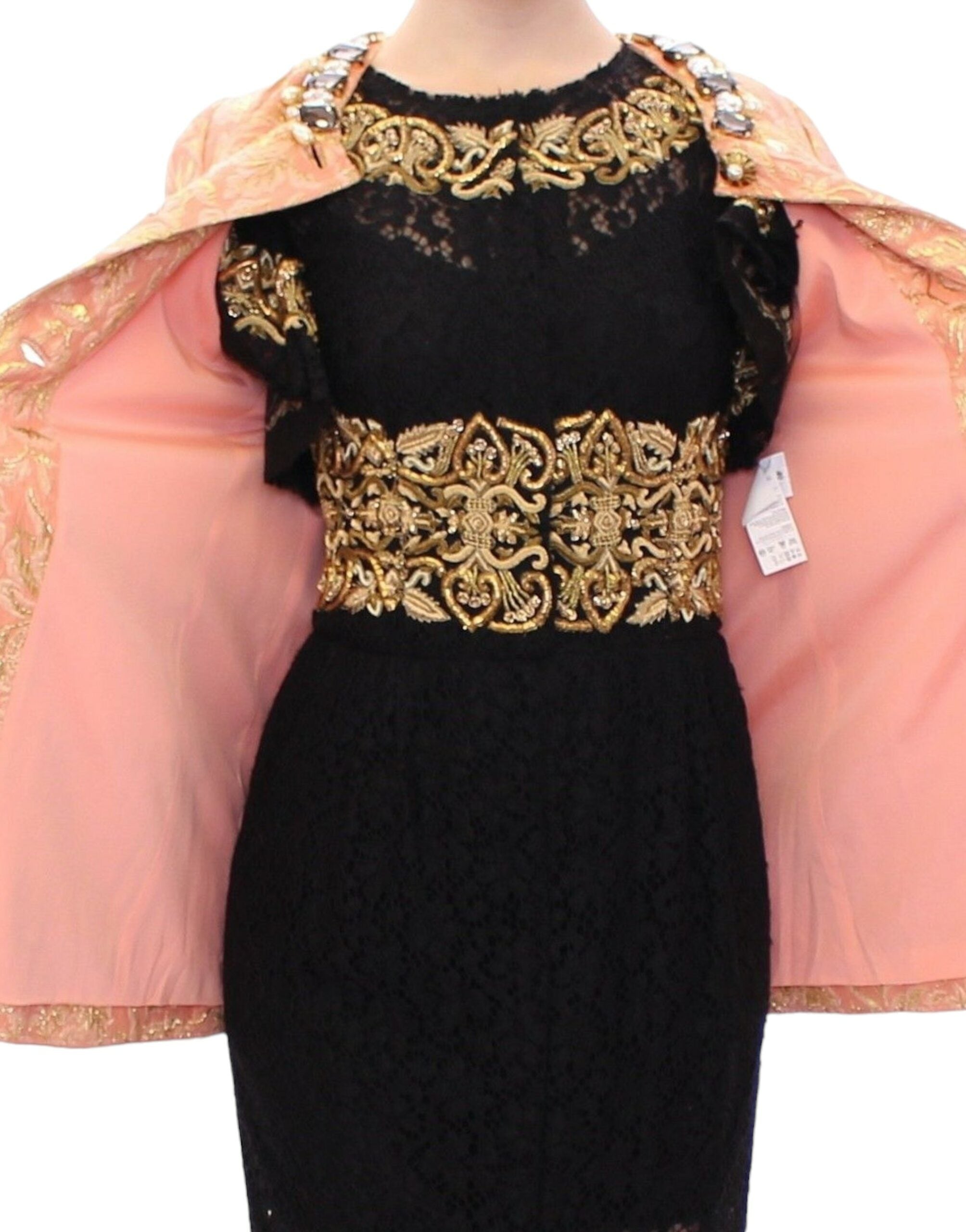 Dolce & Gabbana Pink Silk Brocade Crystal Jacket Women's Coat