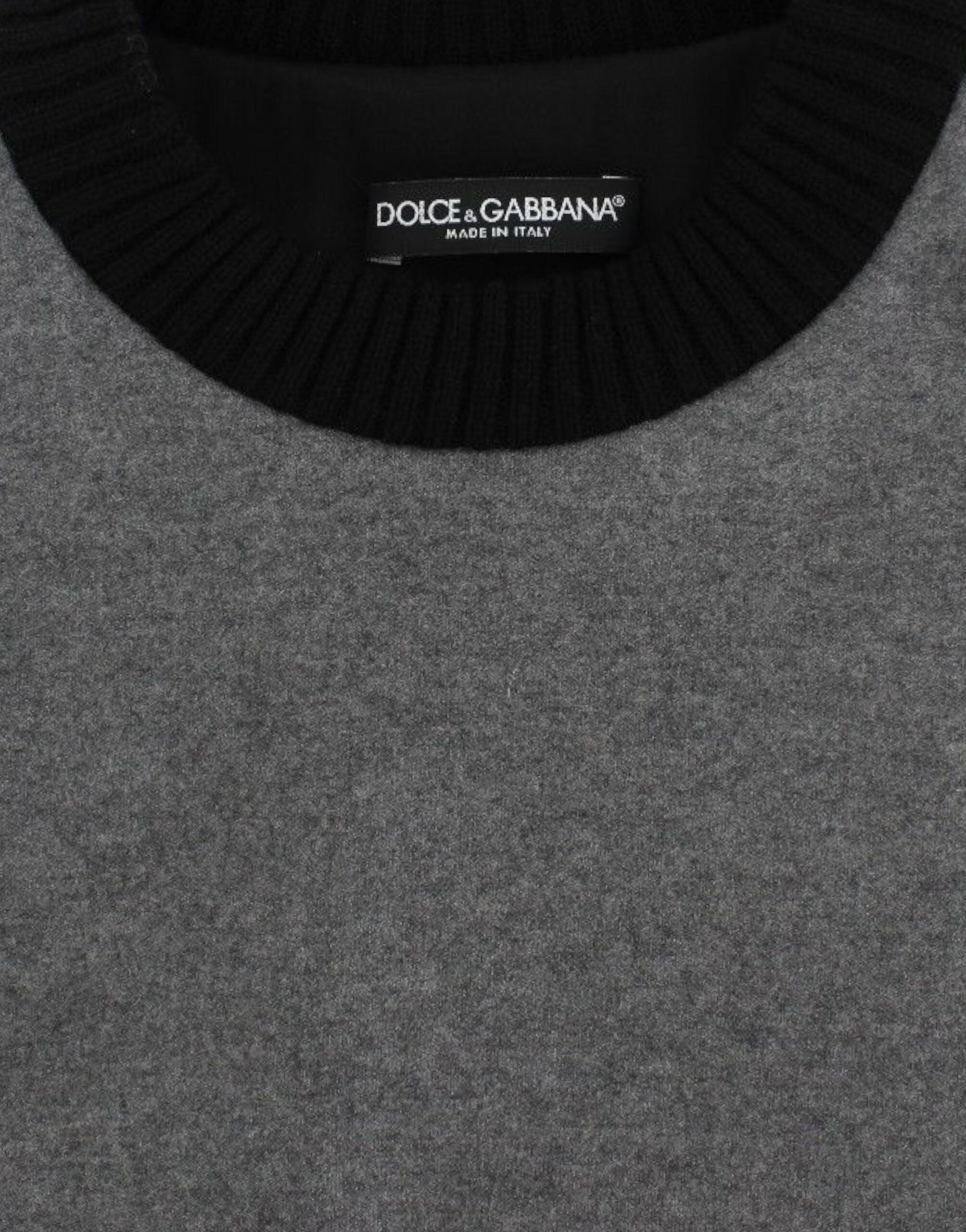 Dolce & Gabbana Gray Black Lace Wool Cashmere Women's Sweater
