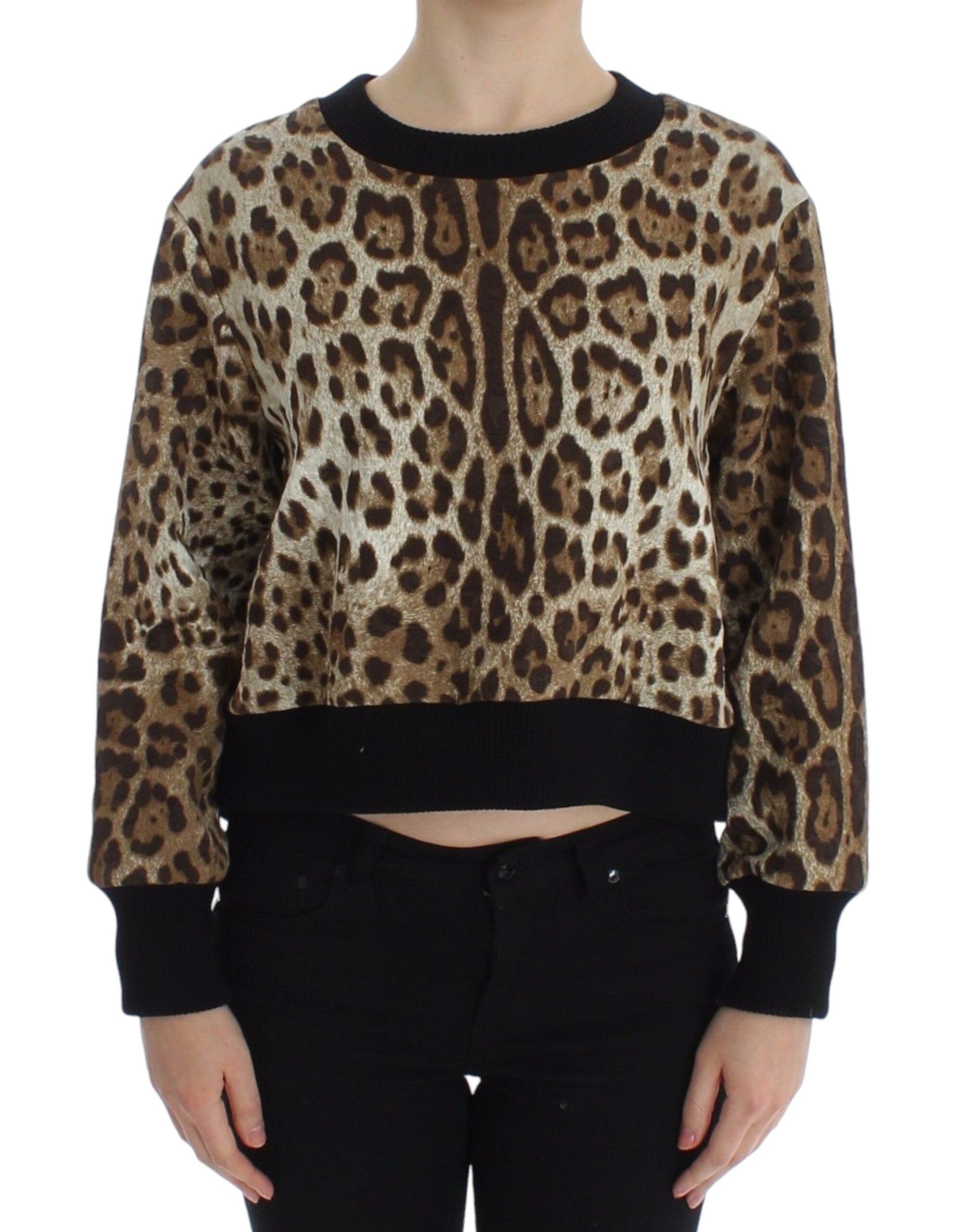 Dolce & Gabbana Elegant Leopard Print Short Sweater Women's Top