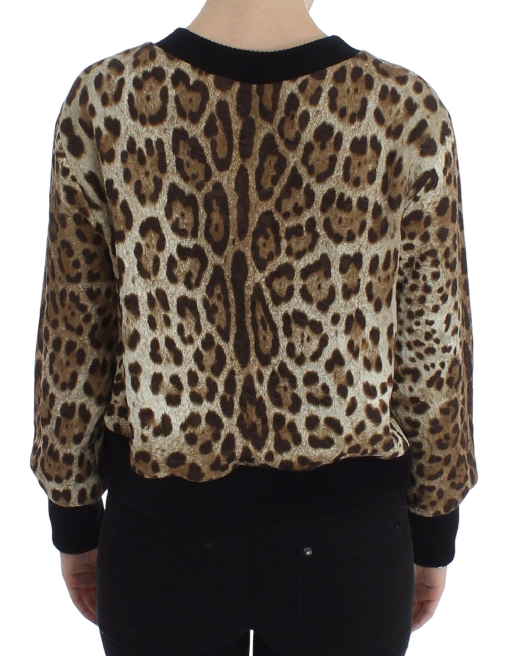Dolce & Gabbana Elegant Leopard Print Short Sweater Women's Top