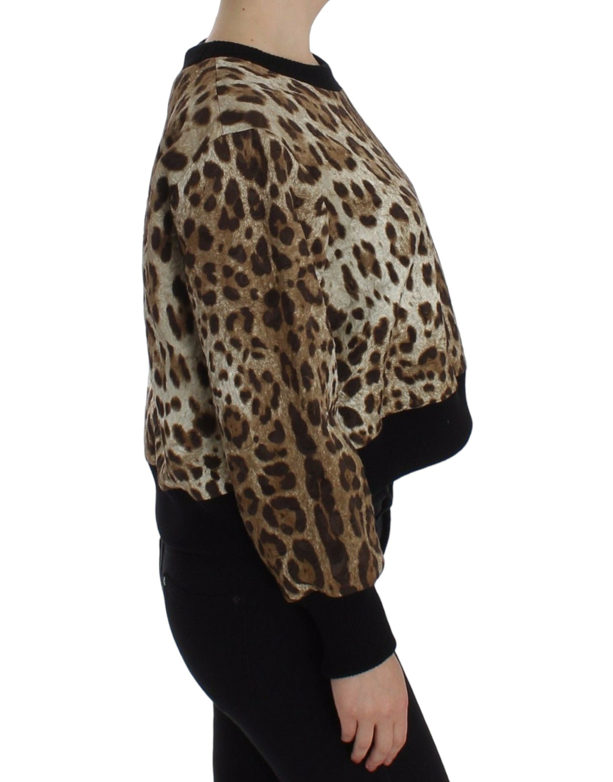 Dolce & Gabbana Elegant Leopard Print Short Sweater Women's Top