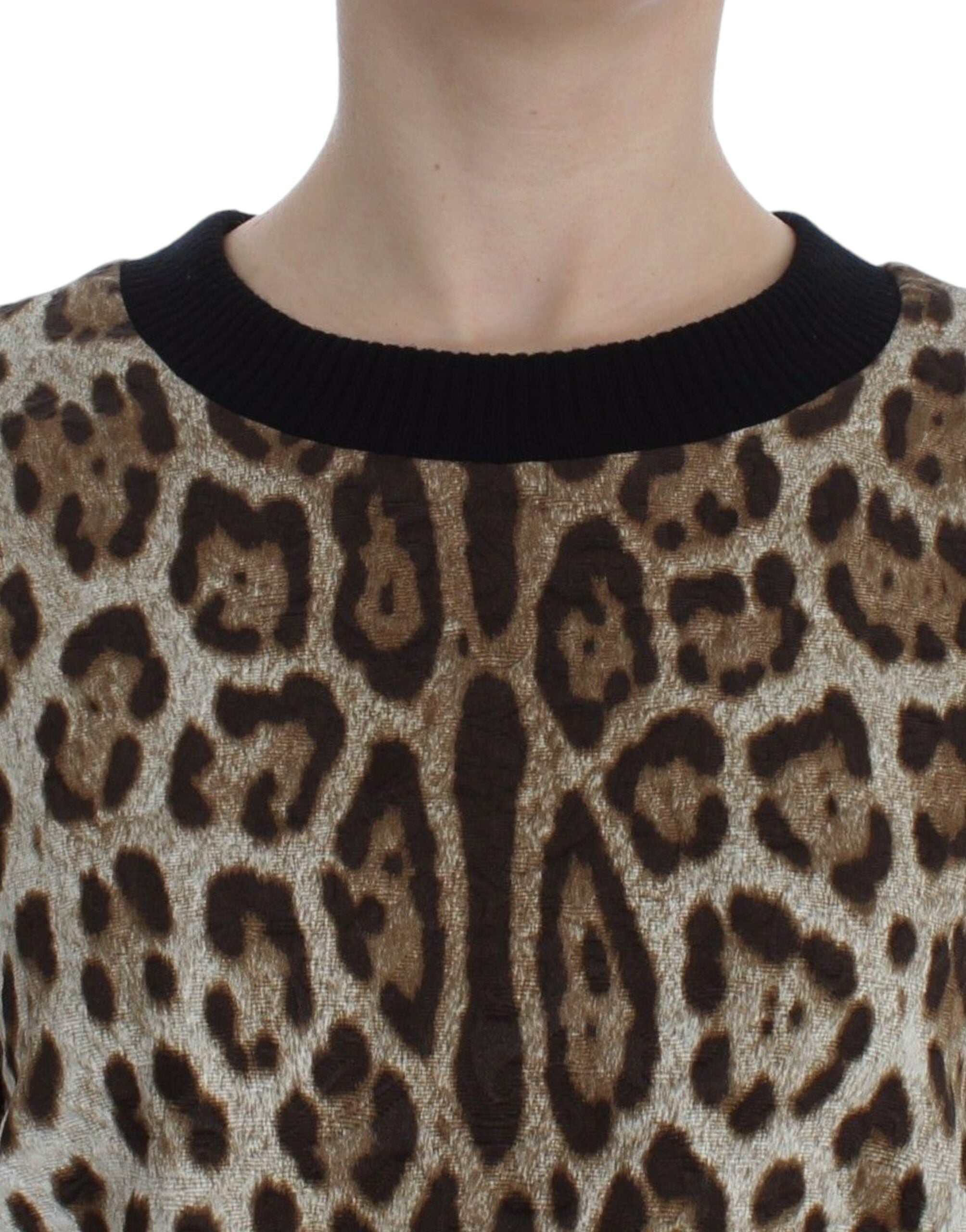Dolce & Gabbana Elegant Leopard Print Short Sweater Women's Top