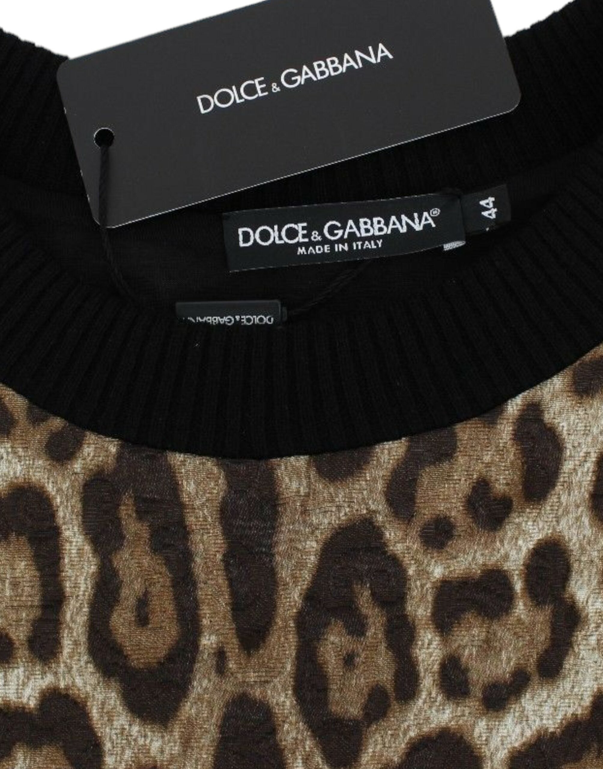 Dolce & Gabbana Elegant Leopard Print Short Sweater Women's Top