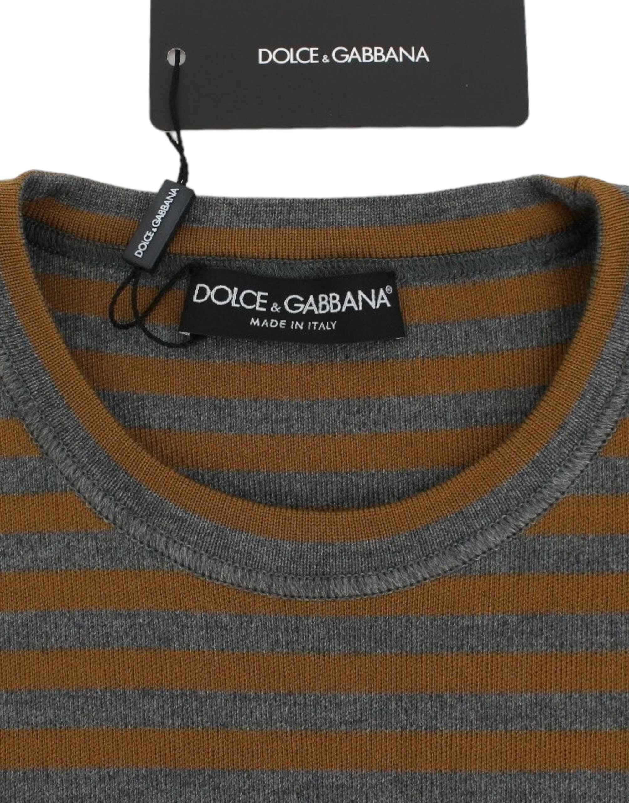 Dolce & Gabbana Oversized Gray Yellow Striped Sweater Women's Top