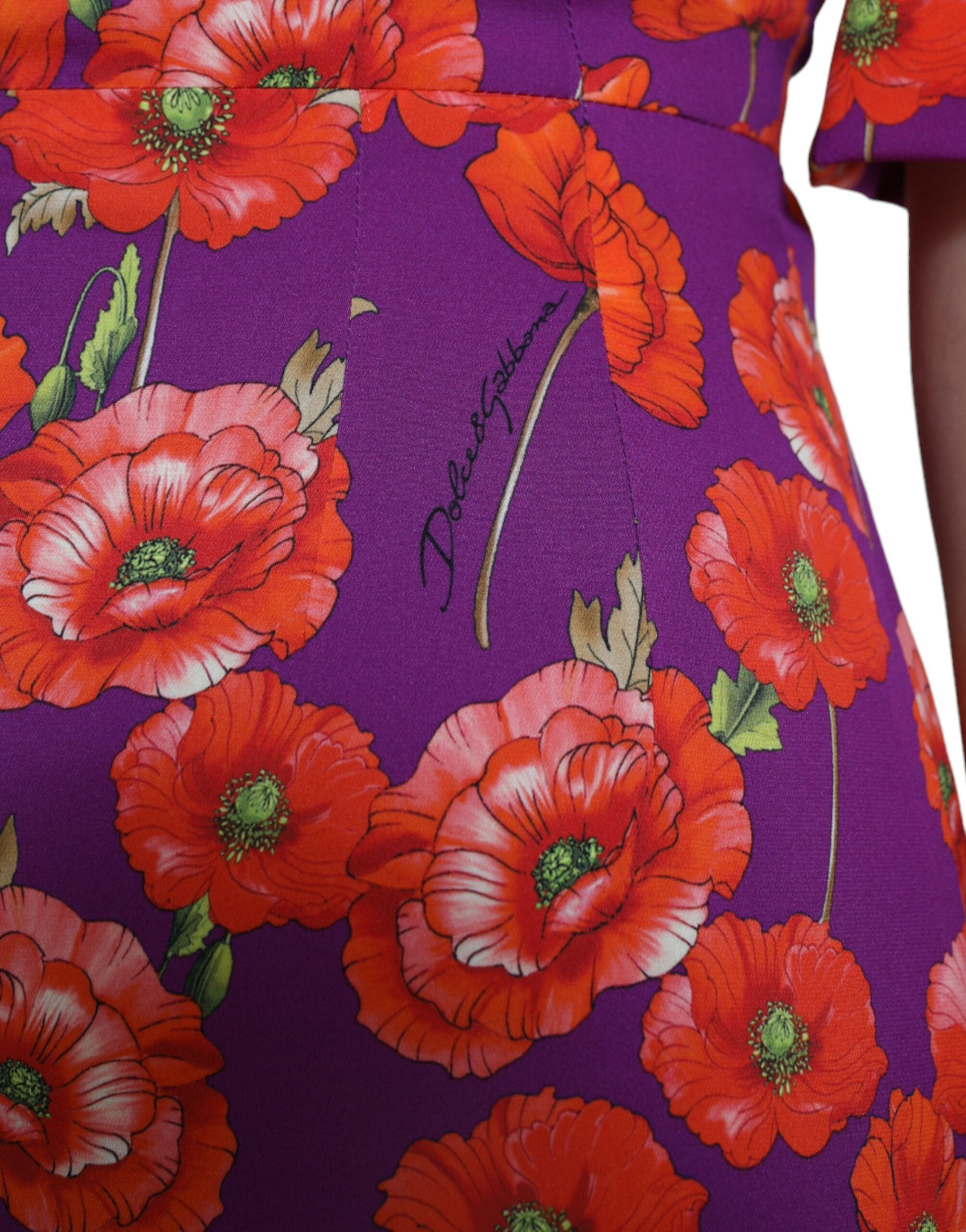 Dolce & Gabbana Multicolor Floral Poppy Print Sheath Women's Dress