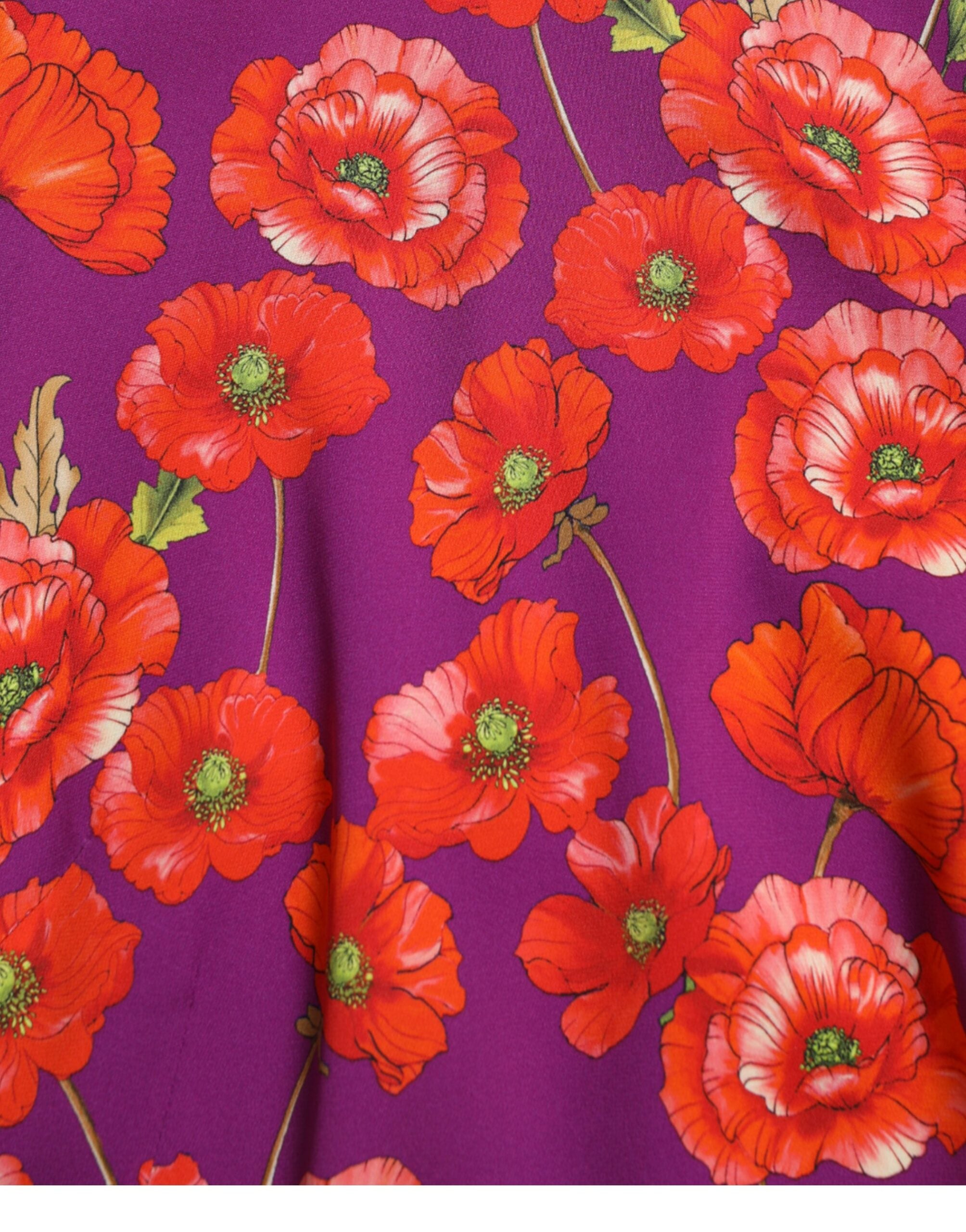 Dolce & Gabbana Multicolor Floral Poppy Print Sheath Women's Dress