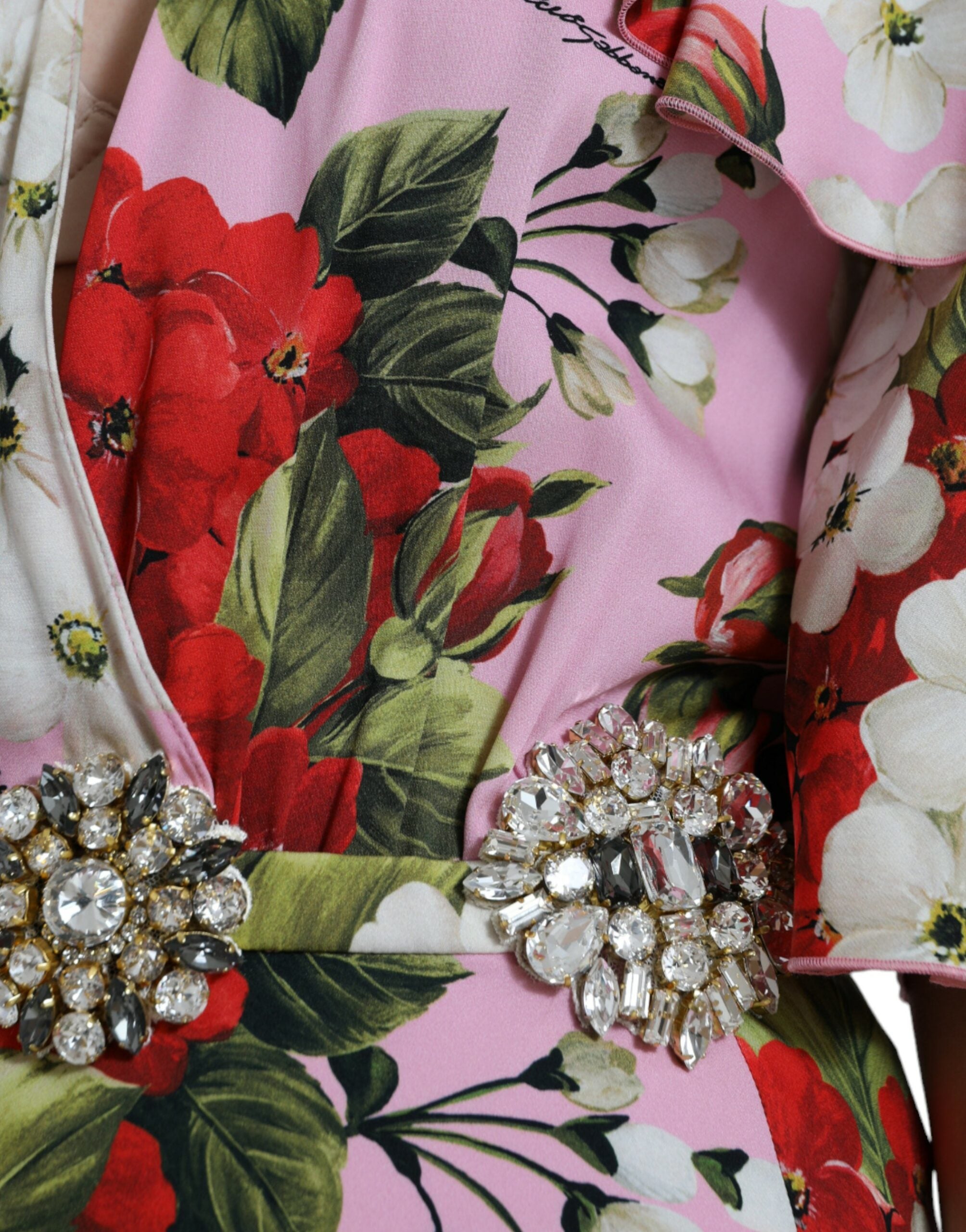 Dolce & Gabbana Multicolor Floral Crystal Embellished A-line Women's Dress