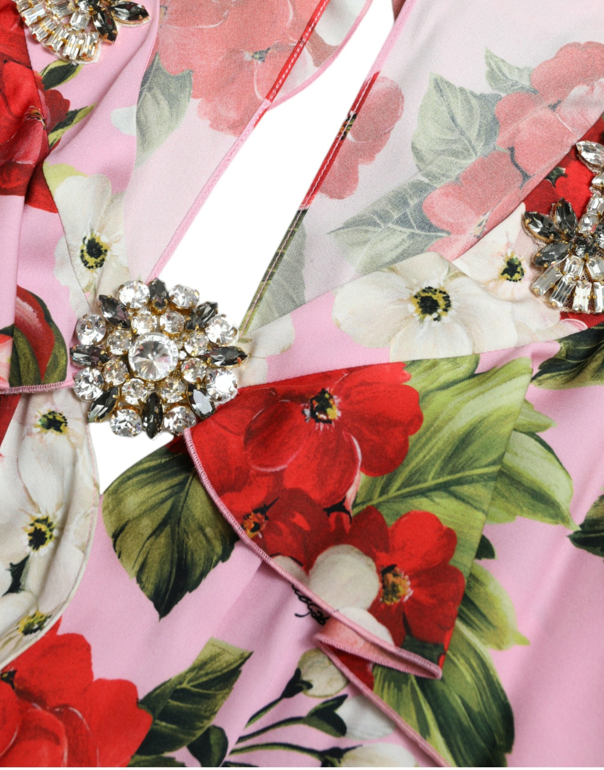 Dolce & Gabbana Multicolor Floral Crystal Embellished A-line Women's Dress