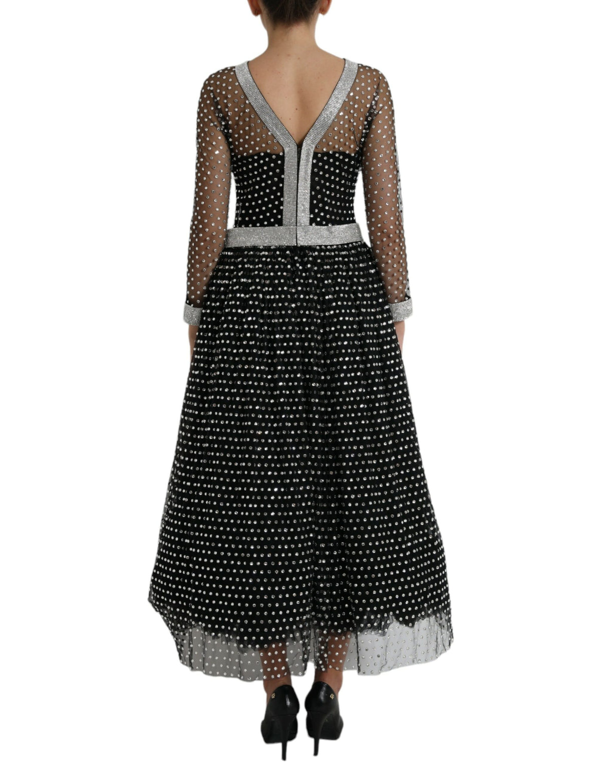 Dolce & Gabbana Black Crystal Embellished A-line Gown Women's Dress