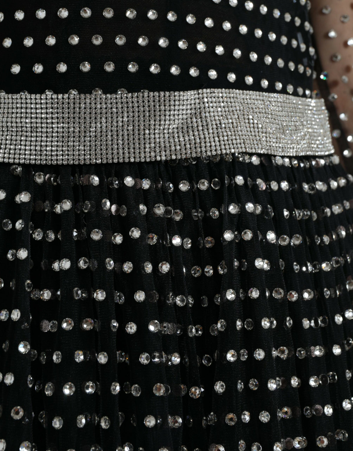 Dolce & Gabbana Black Crystal Embellished A-line Gown Women's Dress