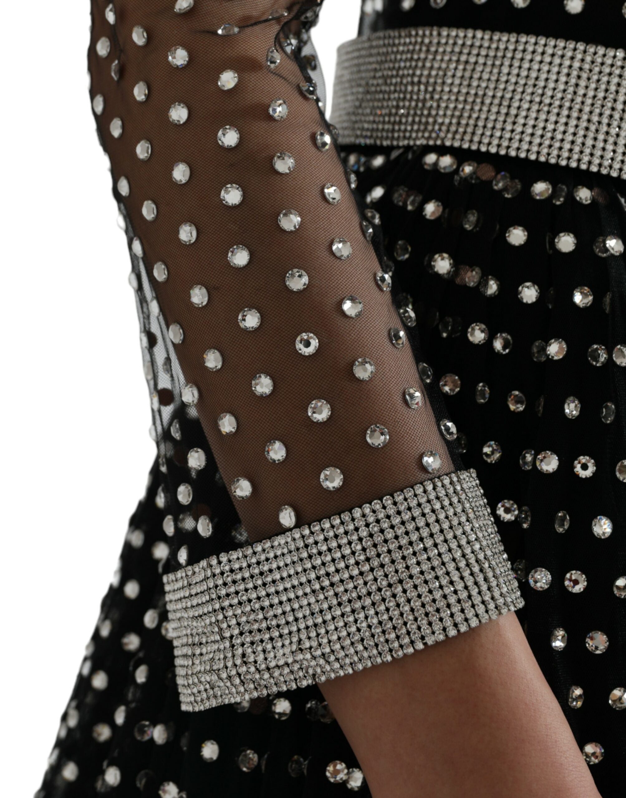 Dolce & Gabbana Black Crystal Embellished A-line Gown Women's Dress