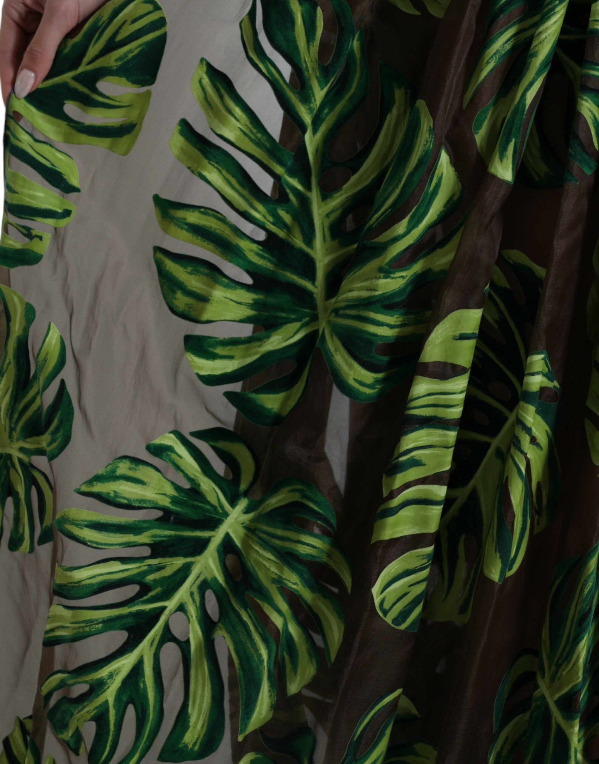 Dolce & Gabbana Green Banana Leaf Sleeveless Long Maxi Women's Dress