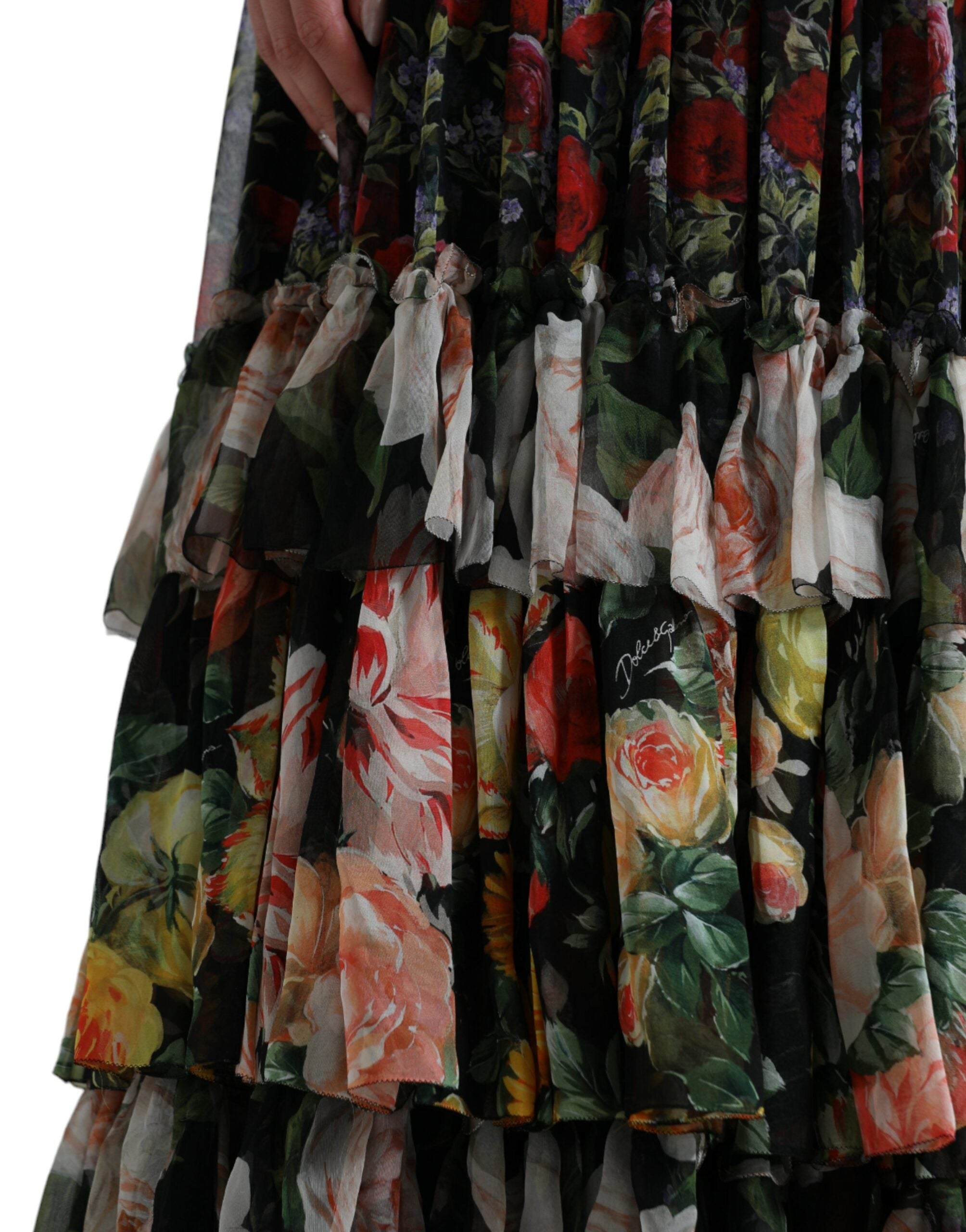 Dolce & Gabbana Multicolor Floral Chiffon Tiered Maxi Women's Dress
