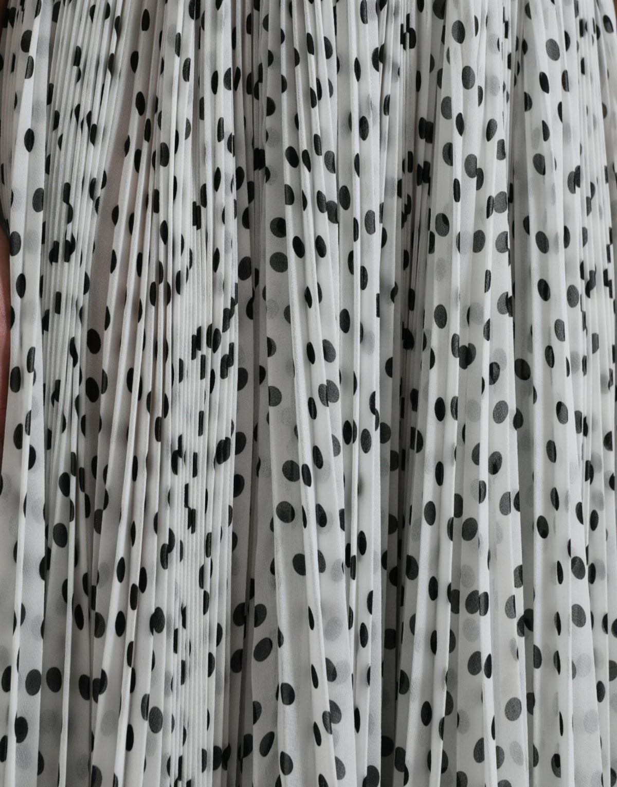 Dolce & Gabbana White Polka Dot A-line Pleated Maxi Women's Dress