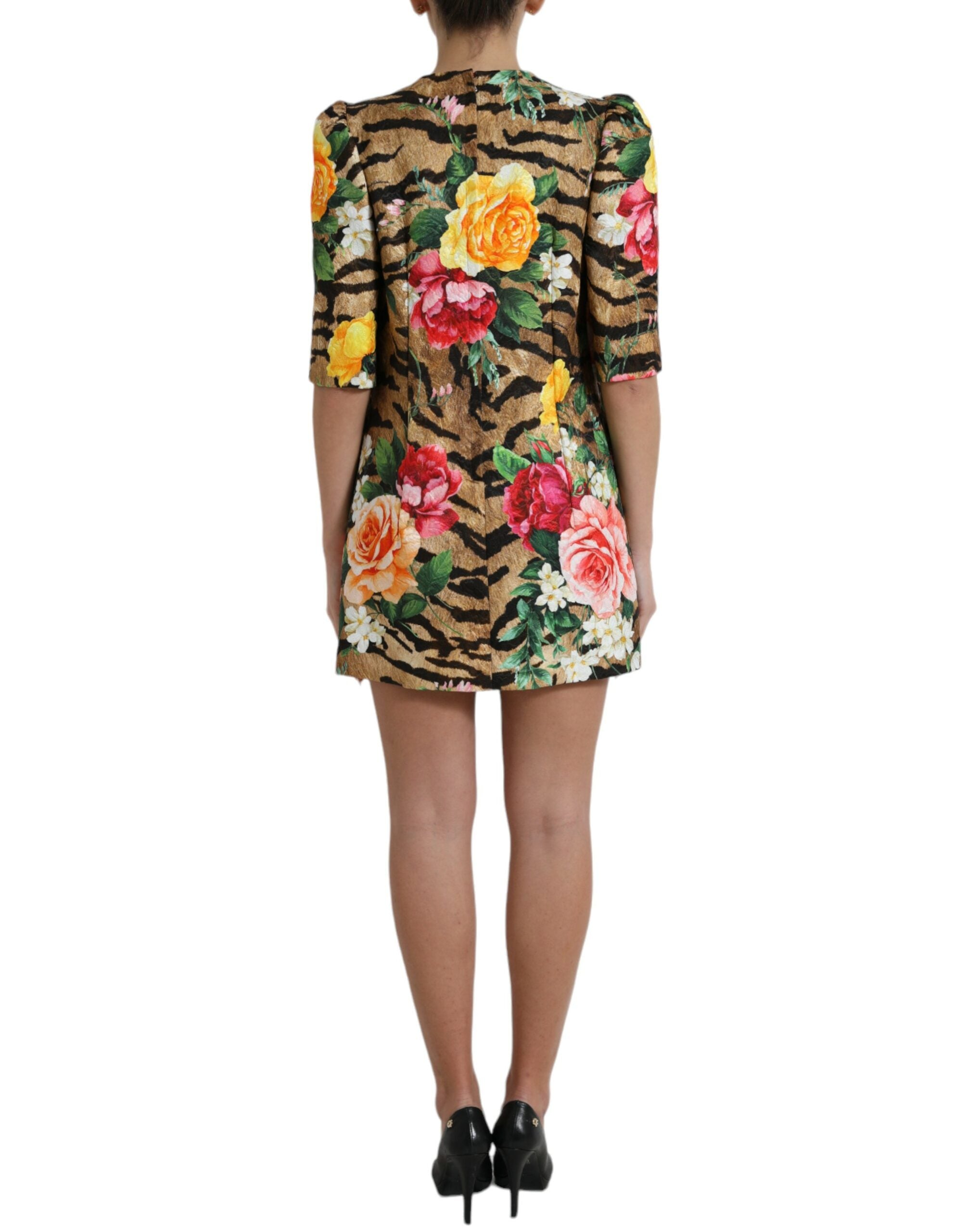 Dolce & Gabbana Animal & Floral Print Mini Shift Women's Dress