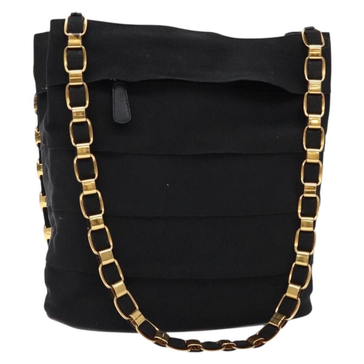 Salvatore Ferragamo Vala Canvas Black Canvas Shoulder Bag Bag (Pre-Owned)