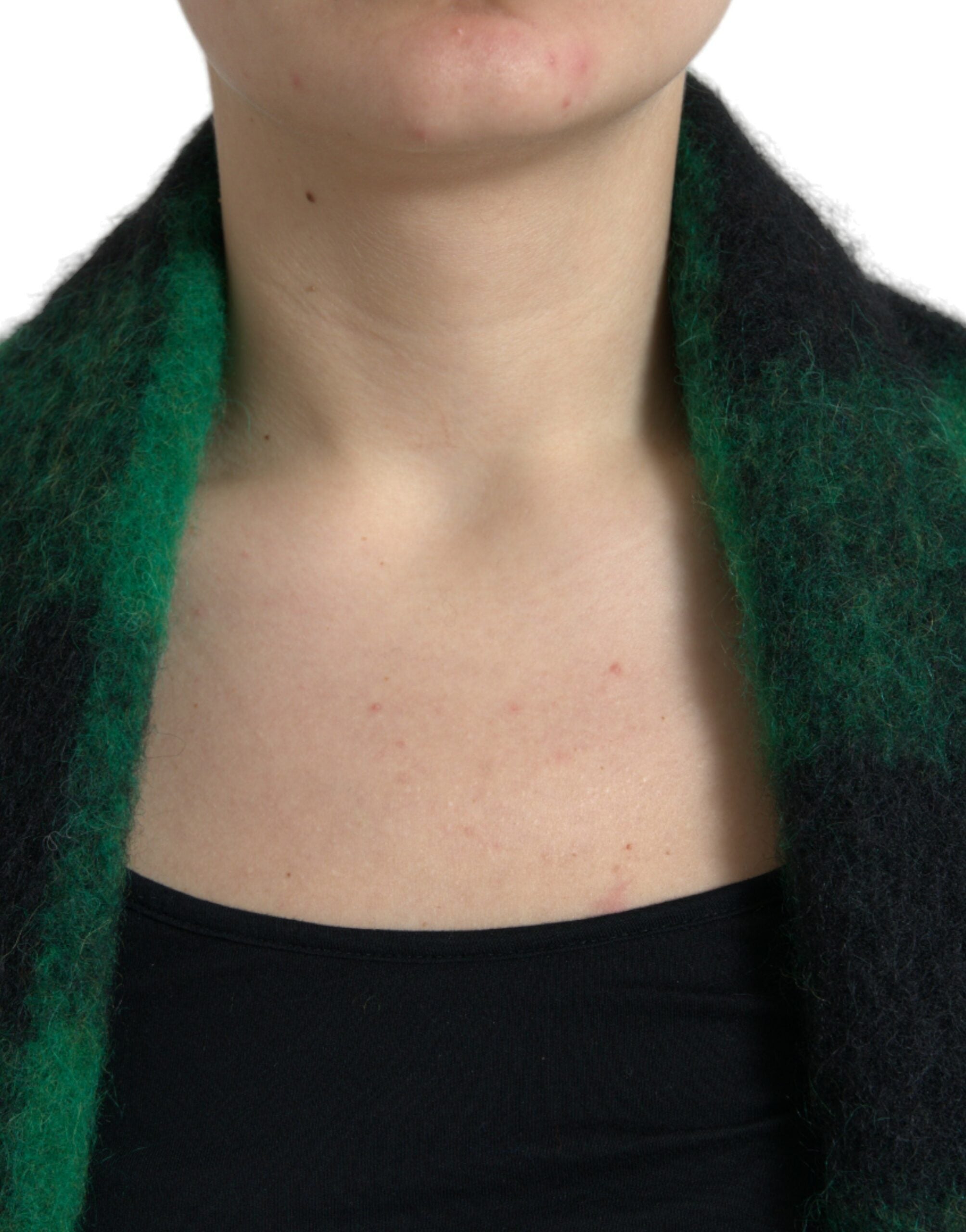 Dolce & Gabbana Black Green Buffalo Check Poncho Coat Women's Jacket