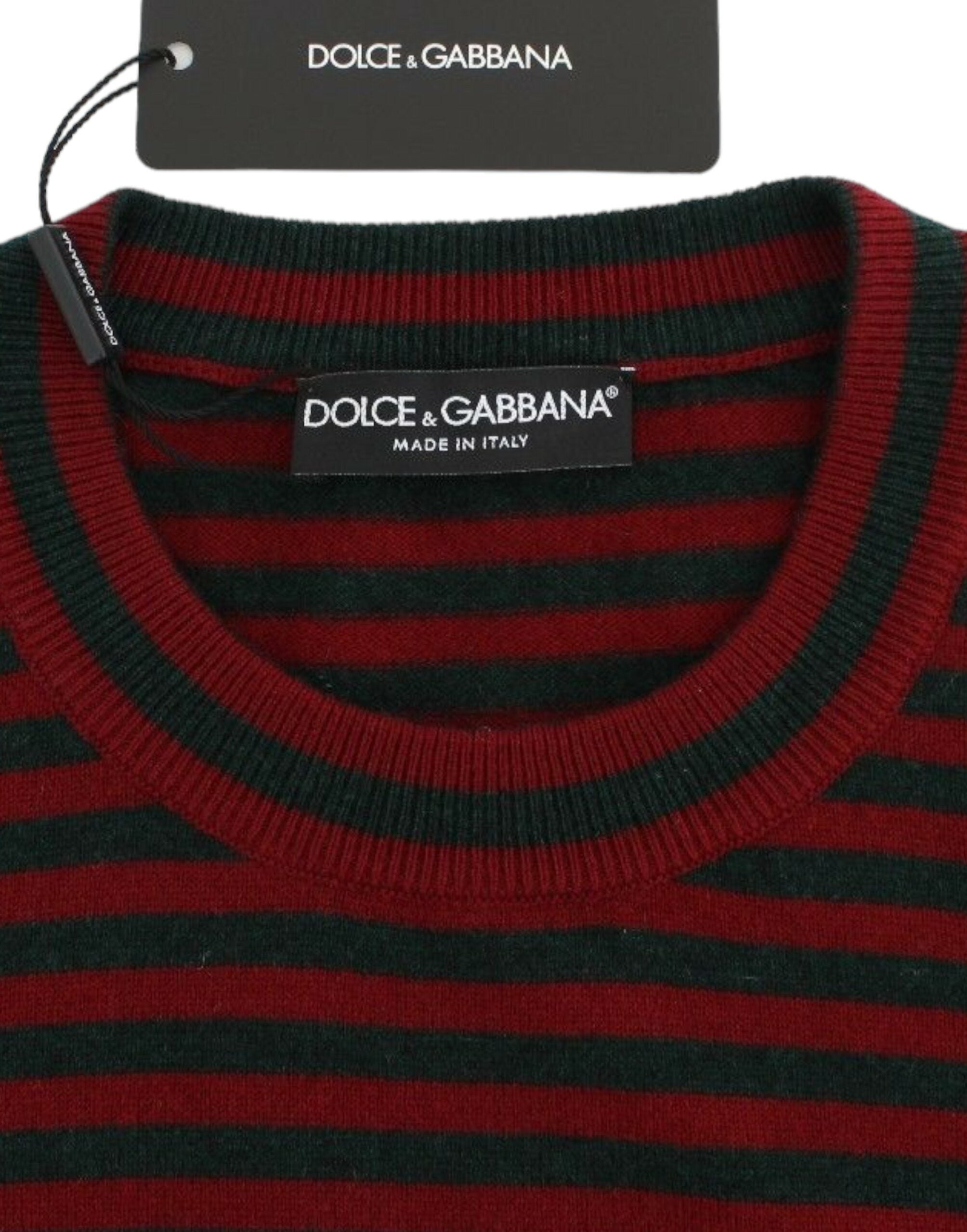 Dolce & Gabbana Red Gray Cashmere Short Sleeve Women's Sweater