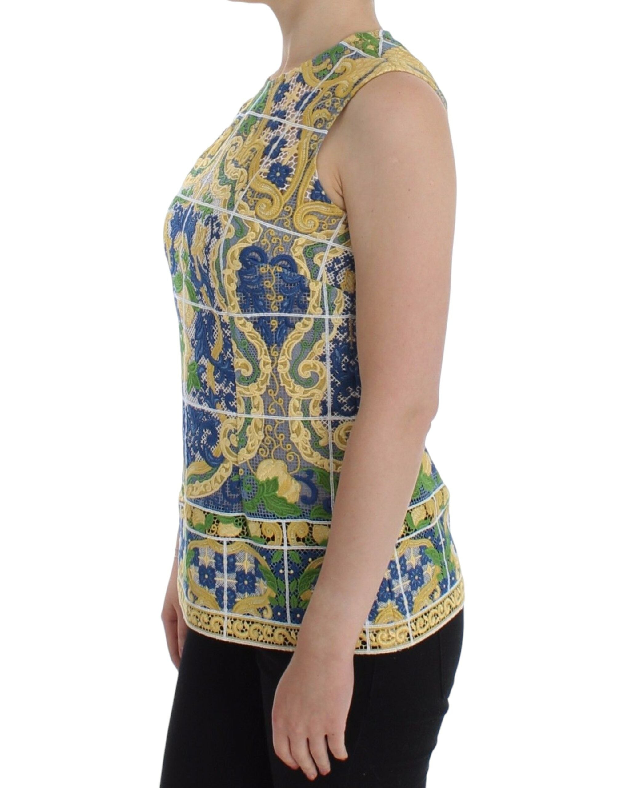 Dolce & Gabbana Multicolor Majolica Embroidered Women's Sweater
