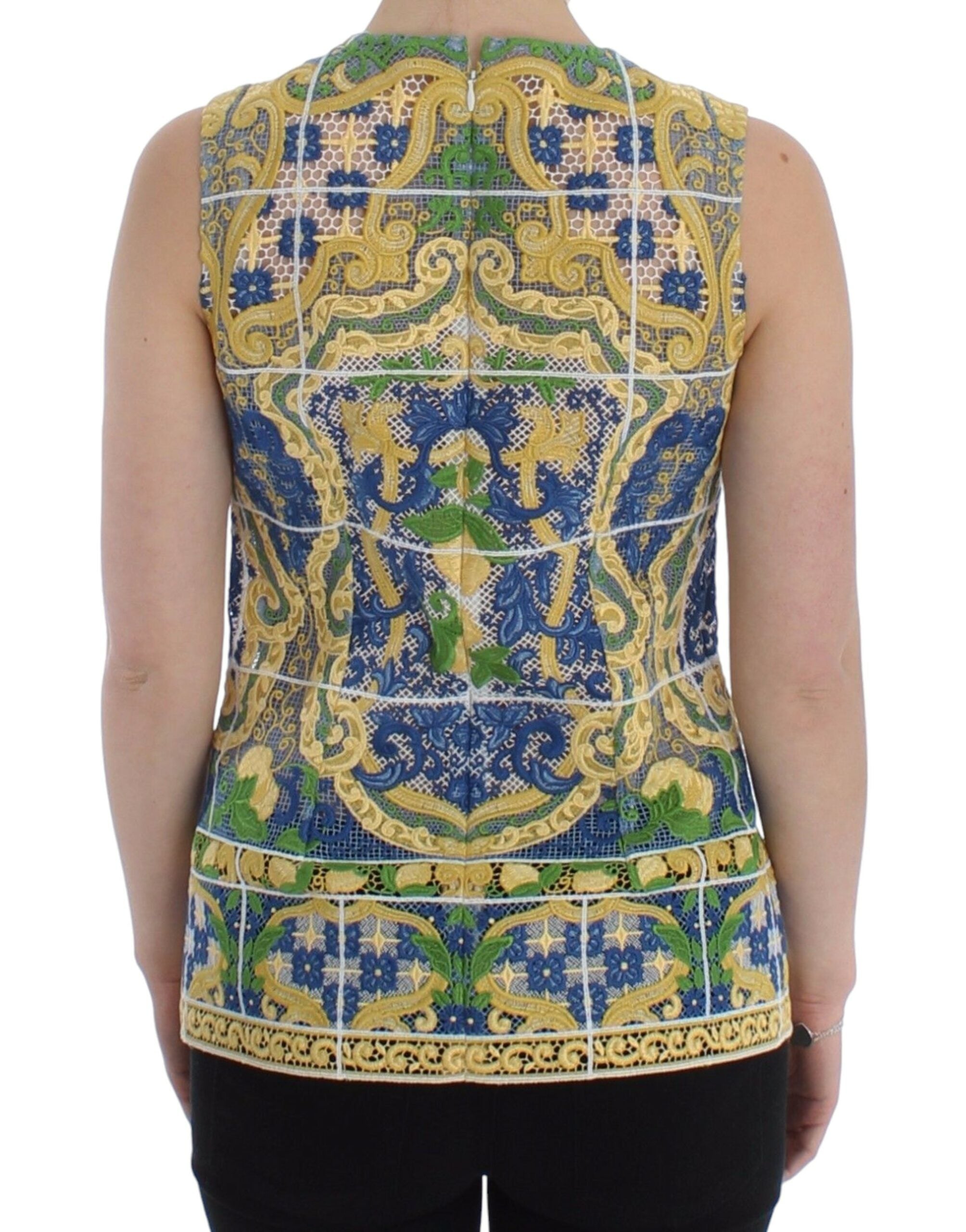 Dolce & Gabbana Multicolor Majolica Embroidered Women's Sweater
