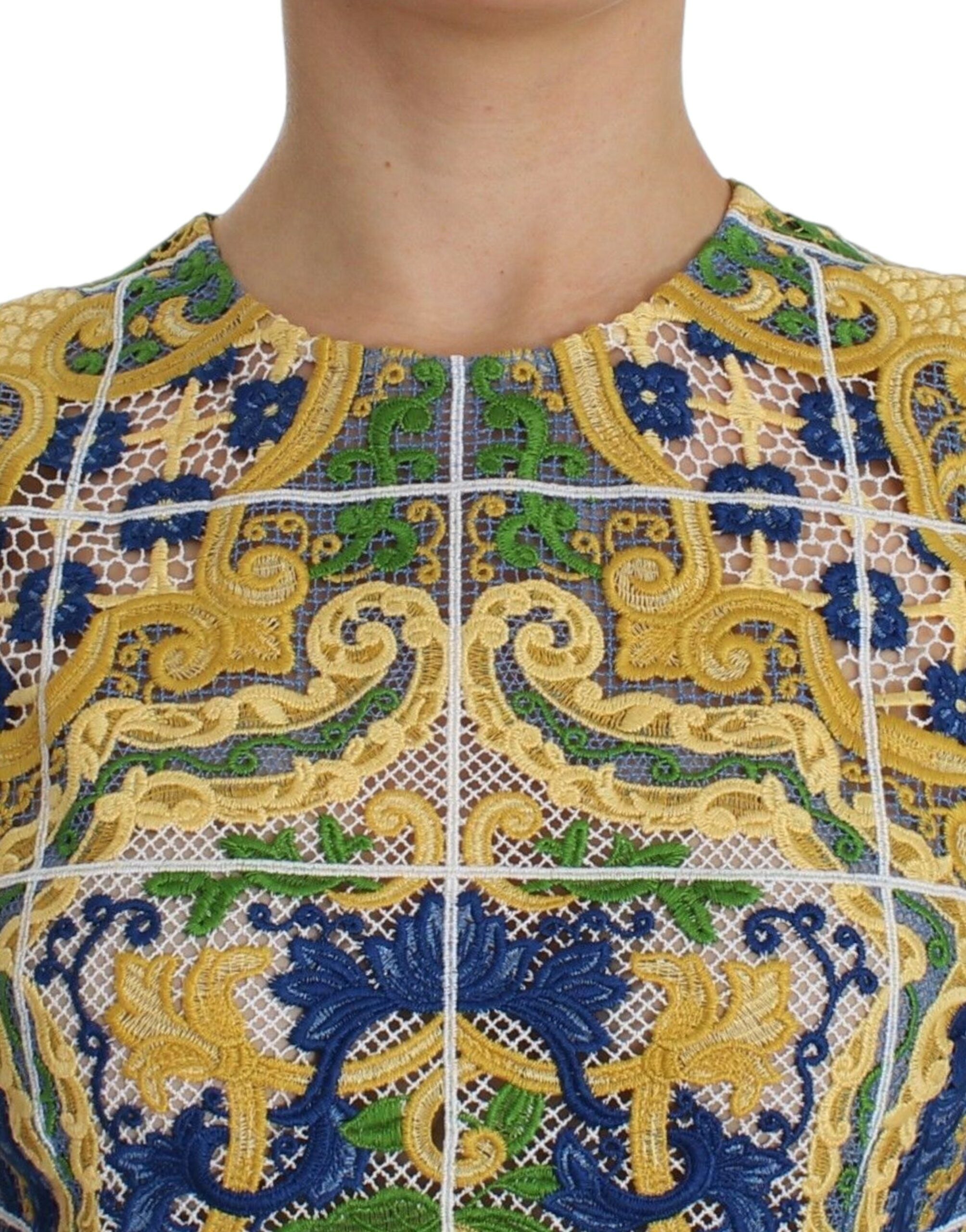 Dolce & Gabbana Multicolor Majolica Embroidered Women's Sweater