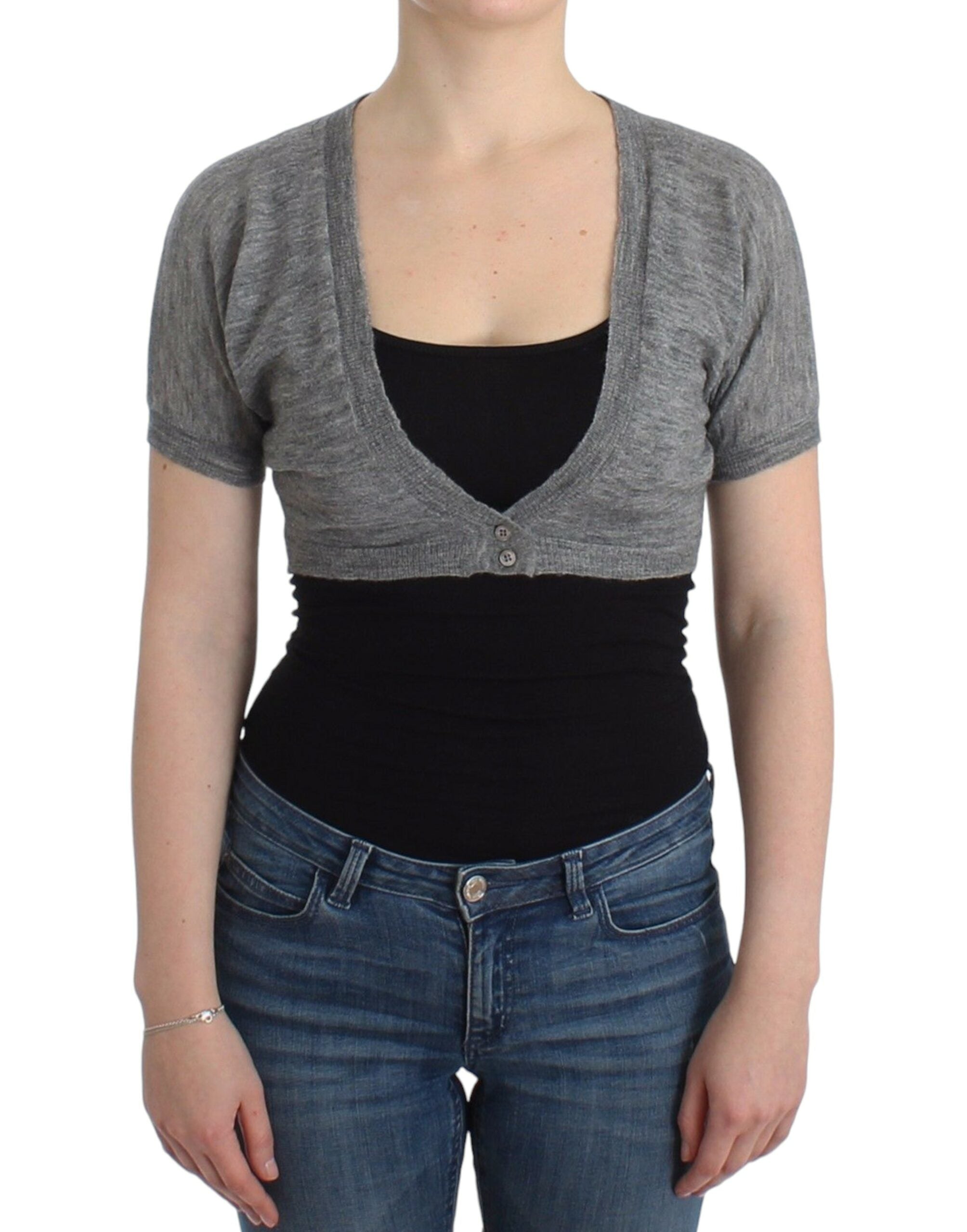 Ermanno Scervino Lingerie Knit Gray Bolero Sweater Women's Cardigan